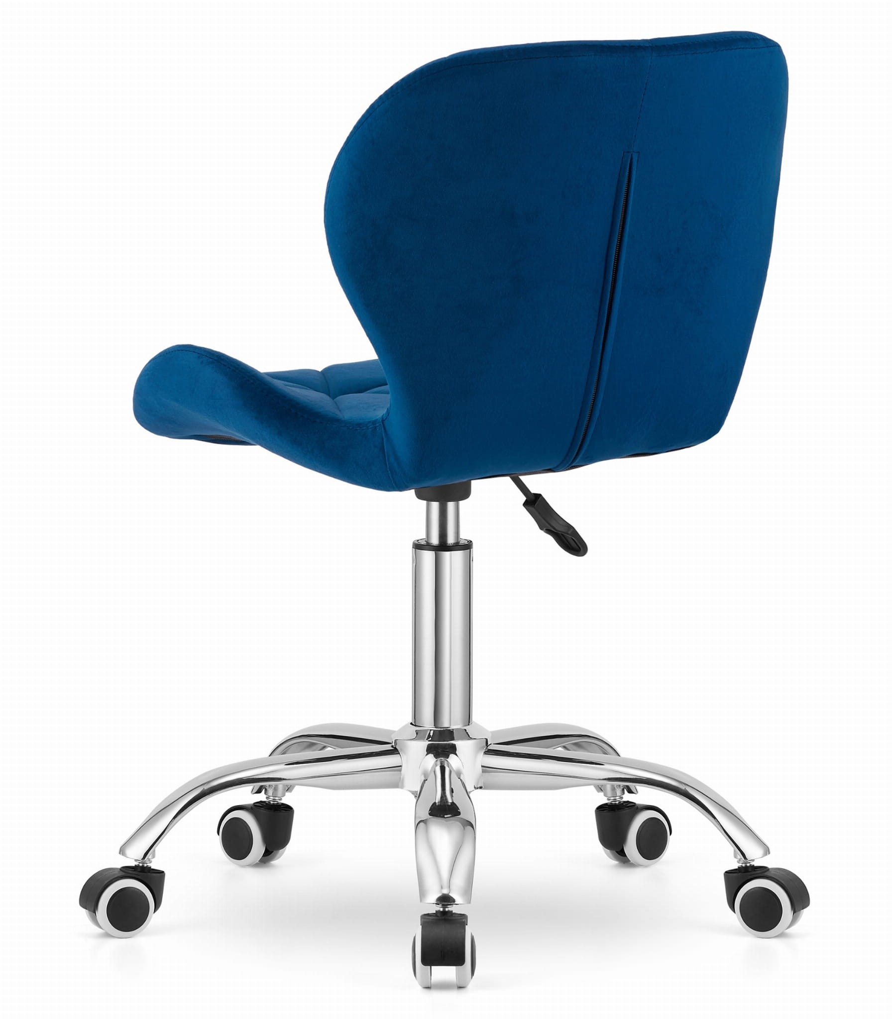 Otočná zamatová stolička AVOLA - námornícka modrá / chrómová podnož