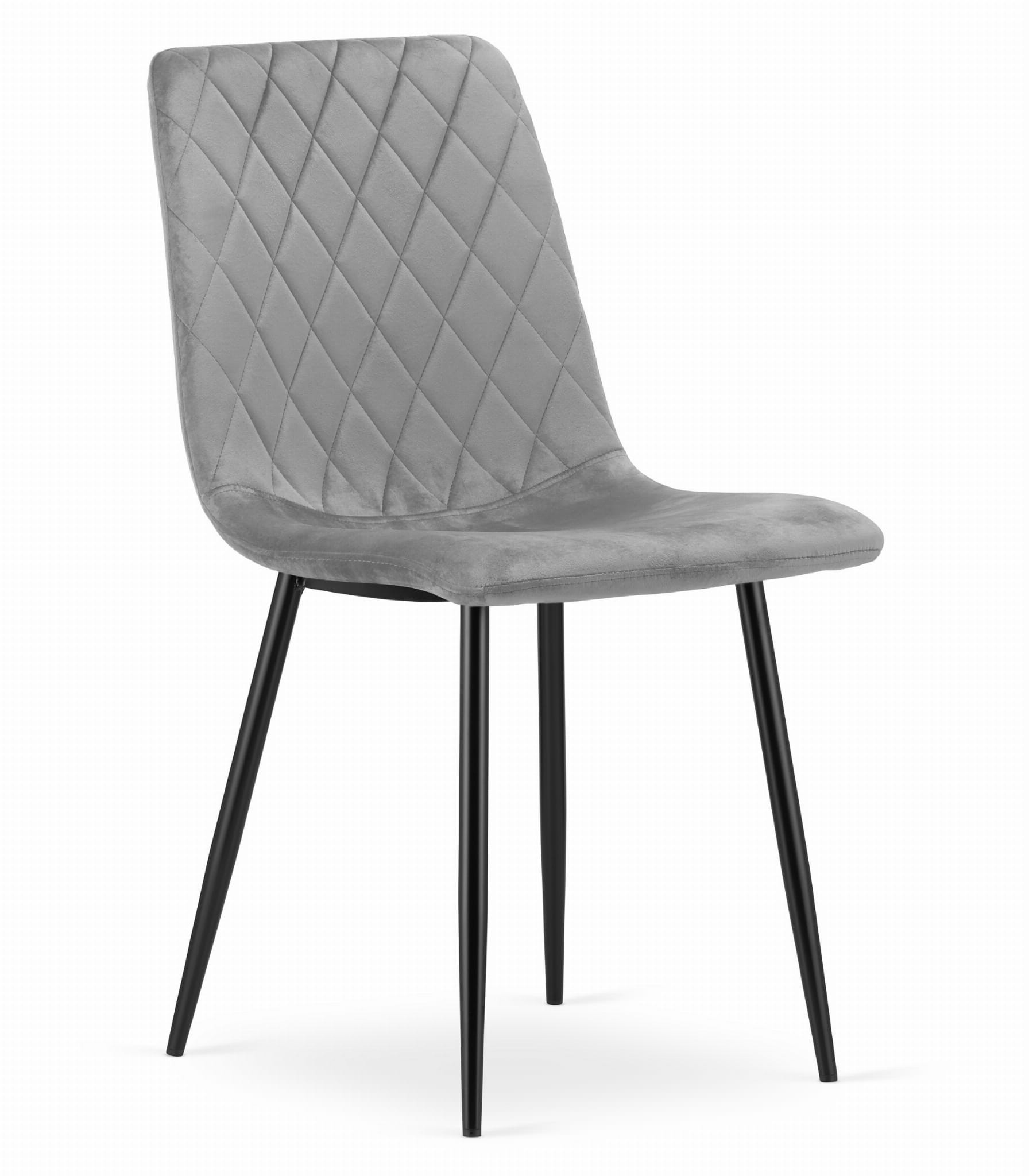 Stolička TURIN - svetlosivý zamat / čierne nohy x 3