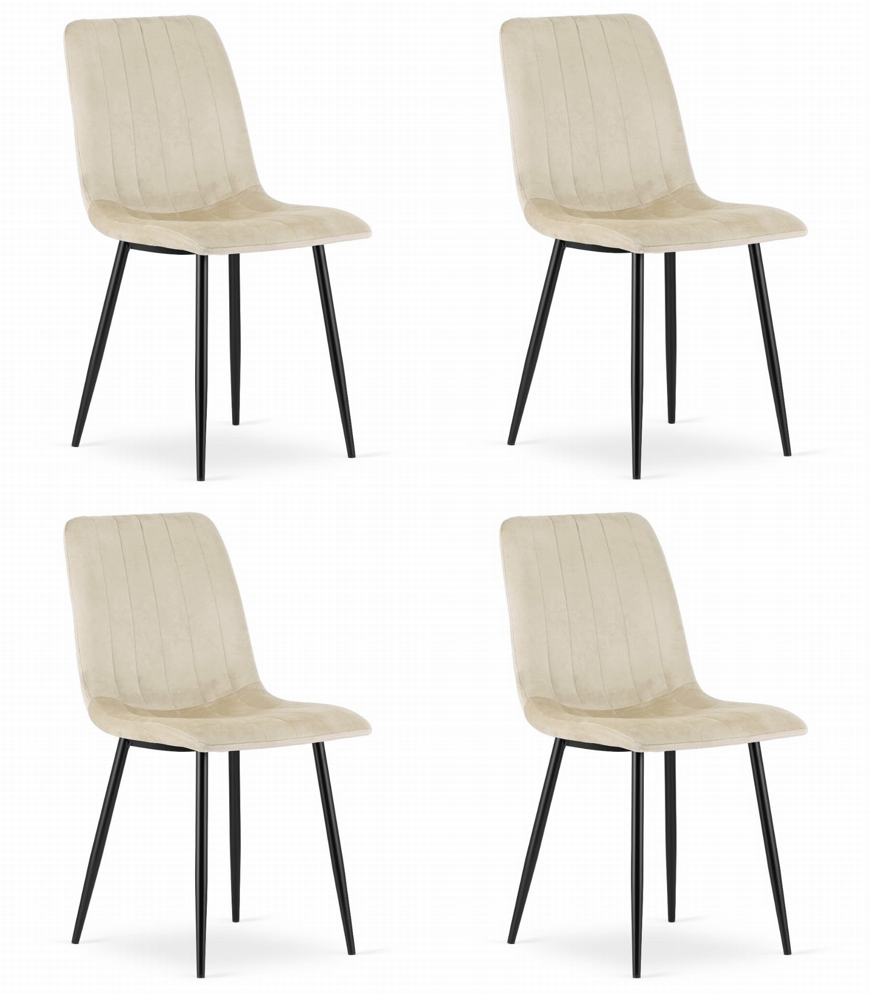 Stolička LAVA - svetlobéžový zamat / čierne nohy x 4