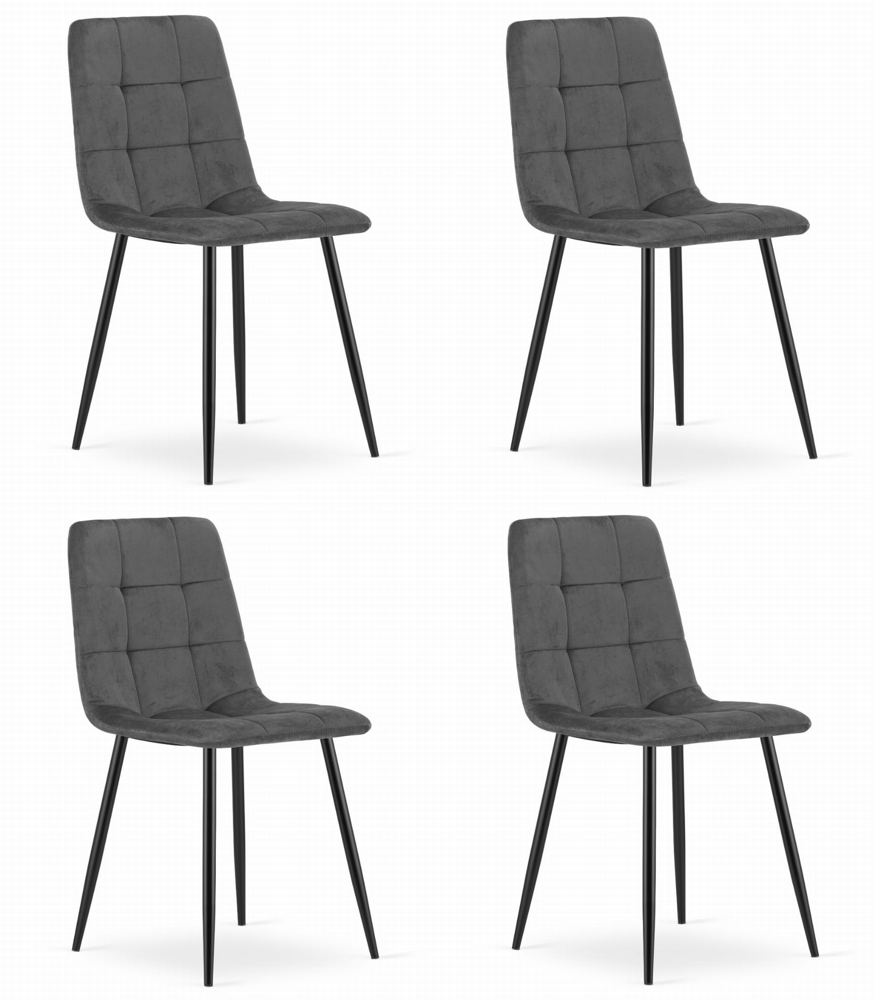 Stolička KARA - tmavosivý zamat / čierne nohy x 4