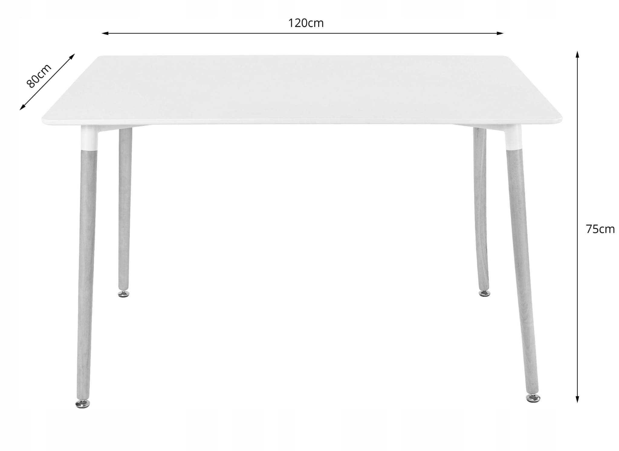 Obdĺžniková stolová súprava ADRIA 120x80cm biela + 4 biele stoličky MARK