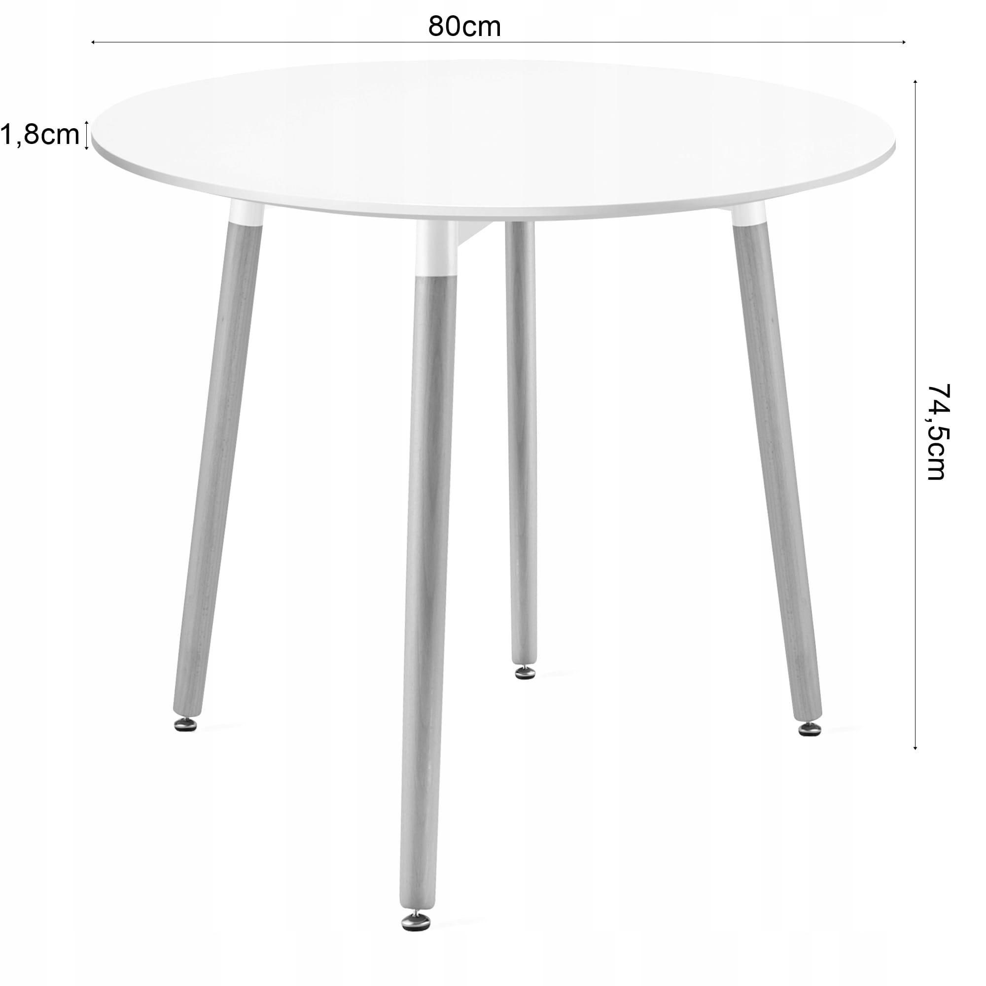Sada okrúhleho stola KAMI 80cm biely + 4 stoličky MARK čierne