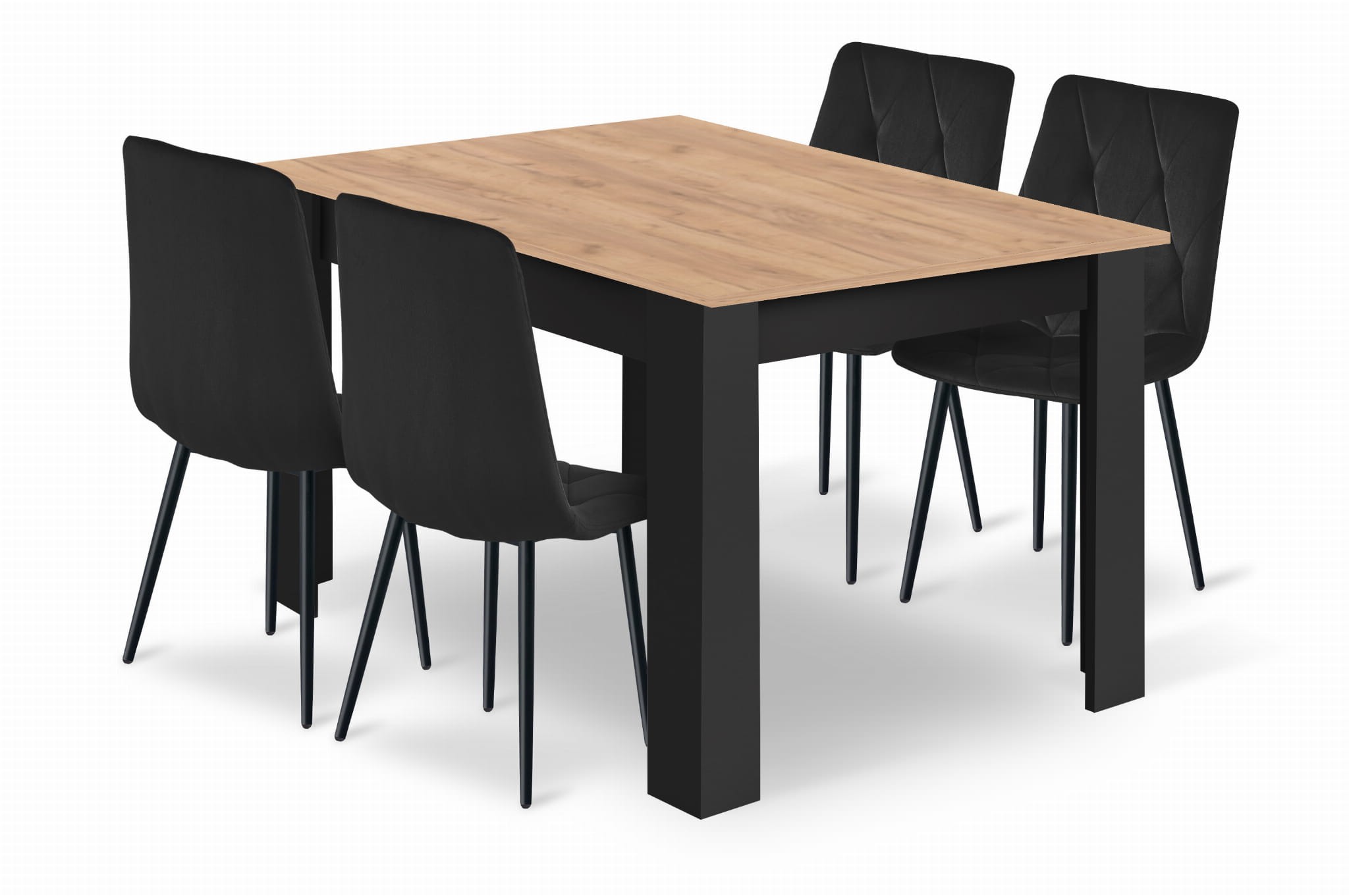 Sada stola NP 120x80cm Craft Black + 4 čierne stoličky LIBRA