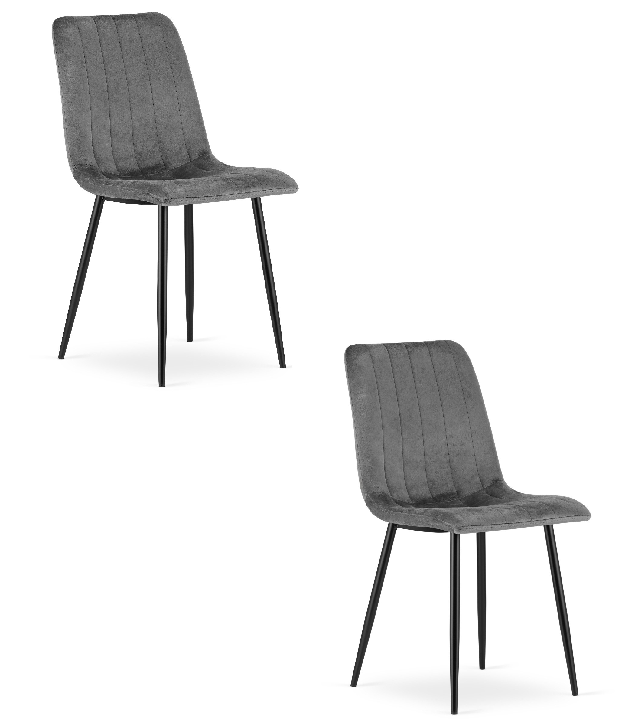 Stolička LAVA - tmavosivý zamat / čierne nohy x 2