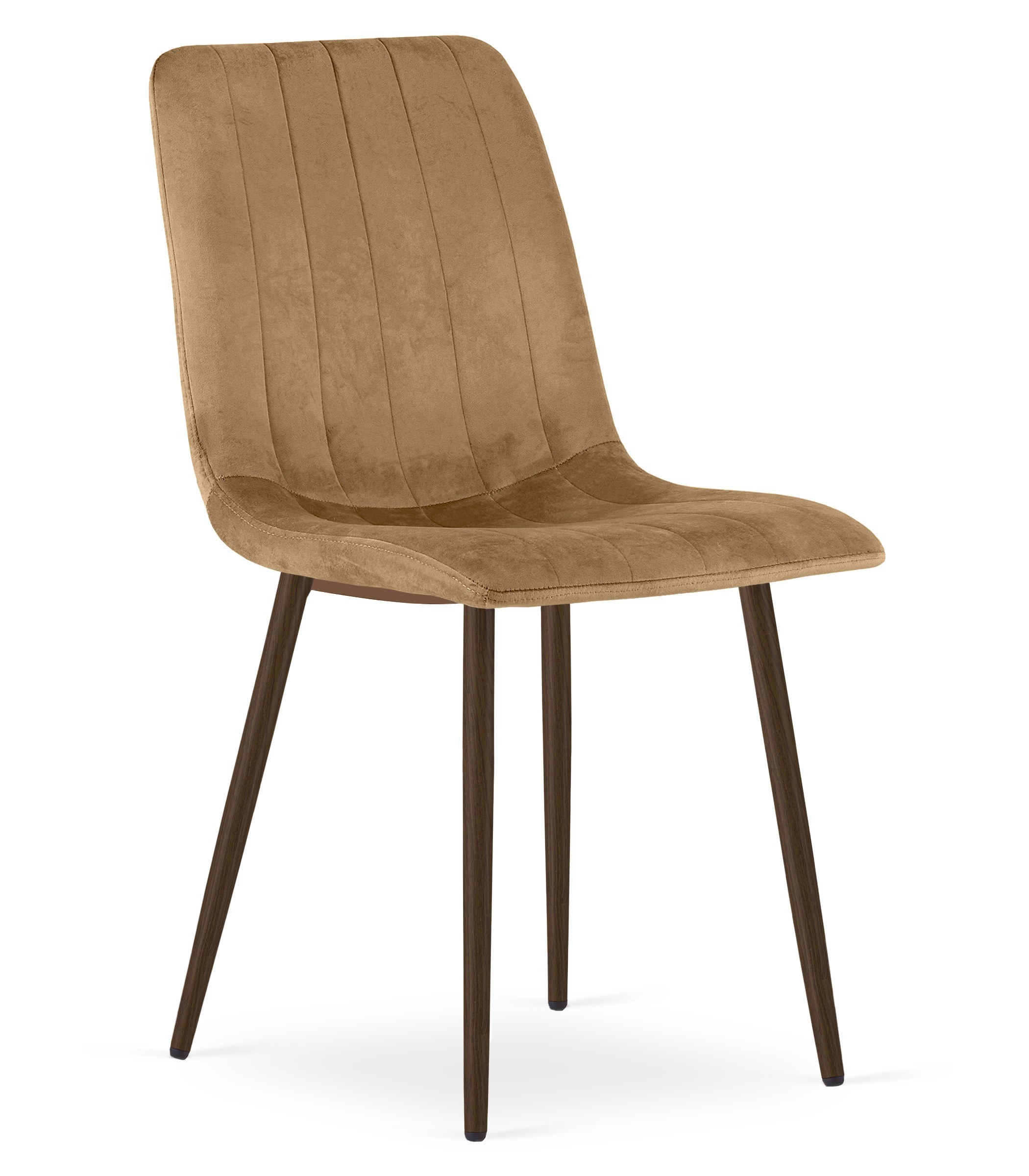 Stolička LAVA - zamatovo hnedá / orechové nohy x 1