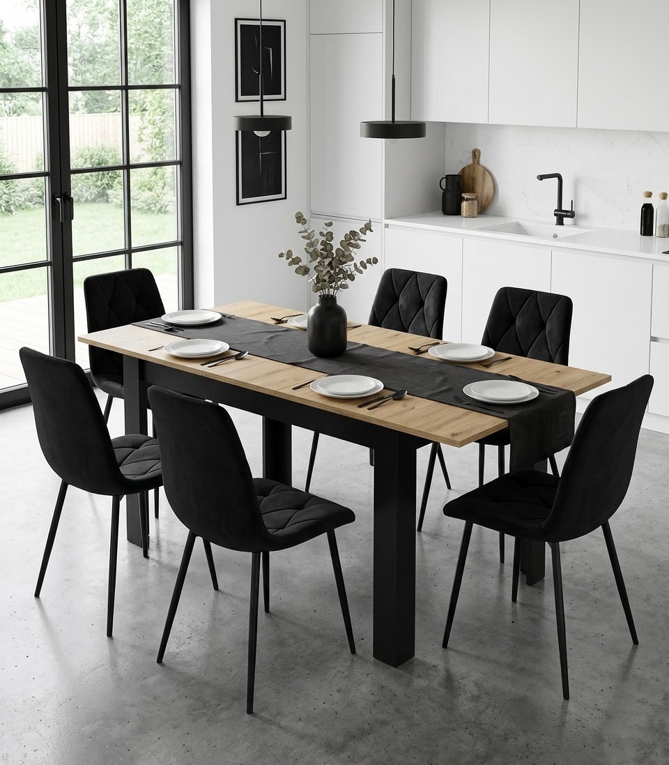 Stôl Artisan NP 120-160x80, čierne nohy