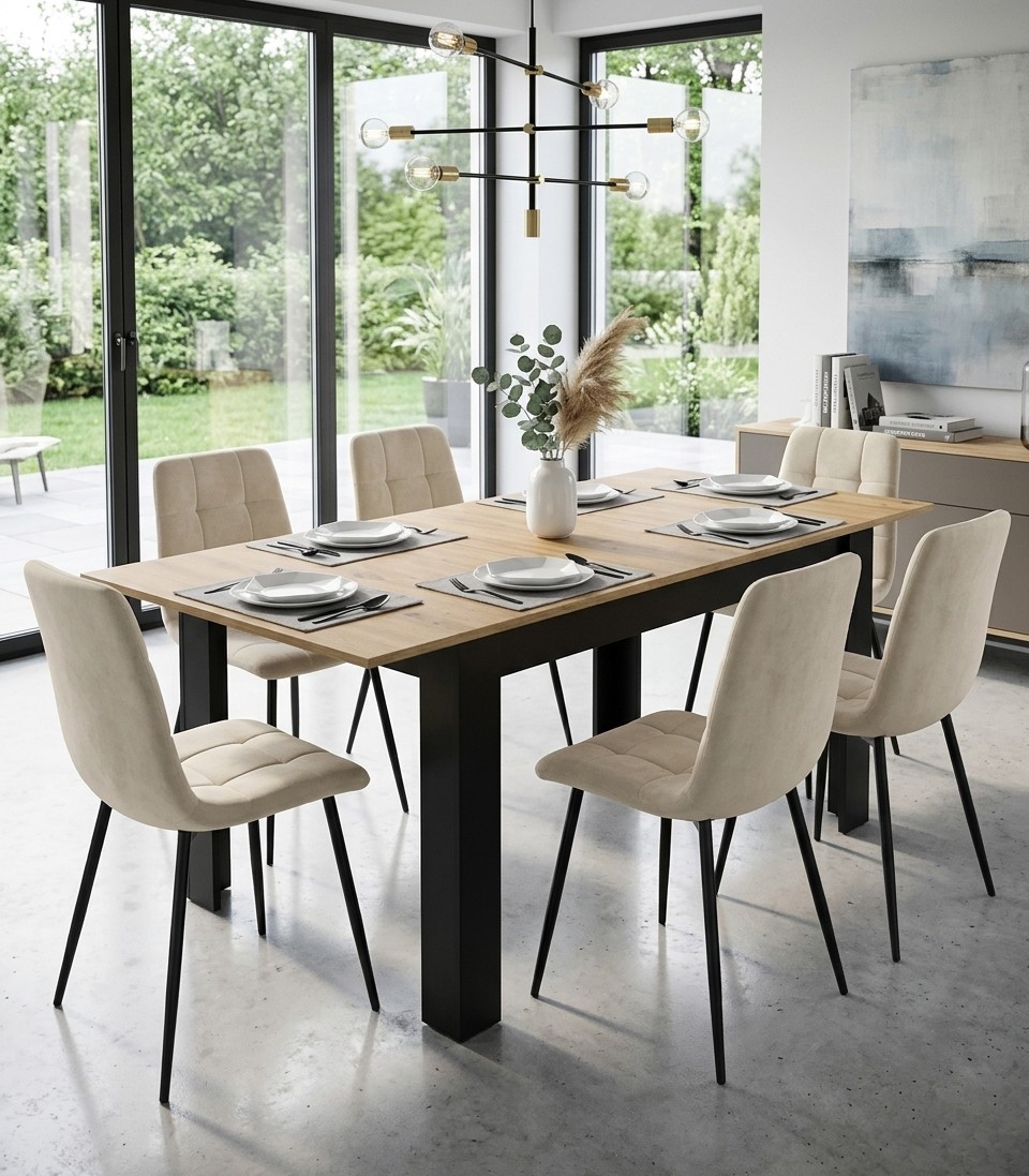 Stôl Artisan NP 120-160x80, čierne nohy