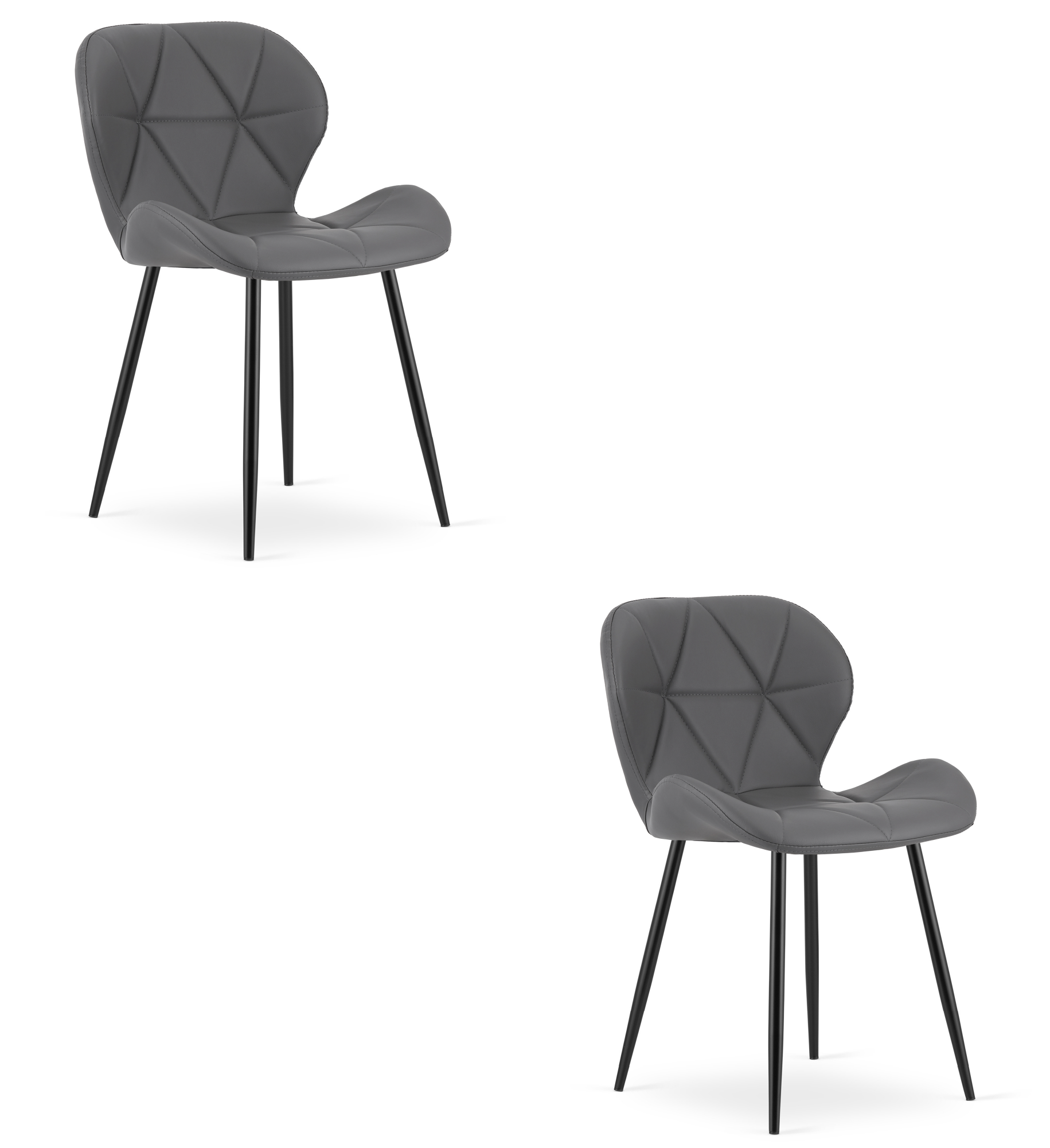 Stolička MANGO - sivá ekokoža / čierne nohy x 2