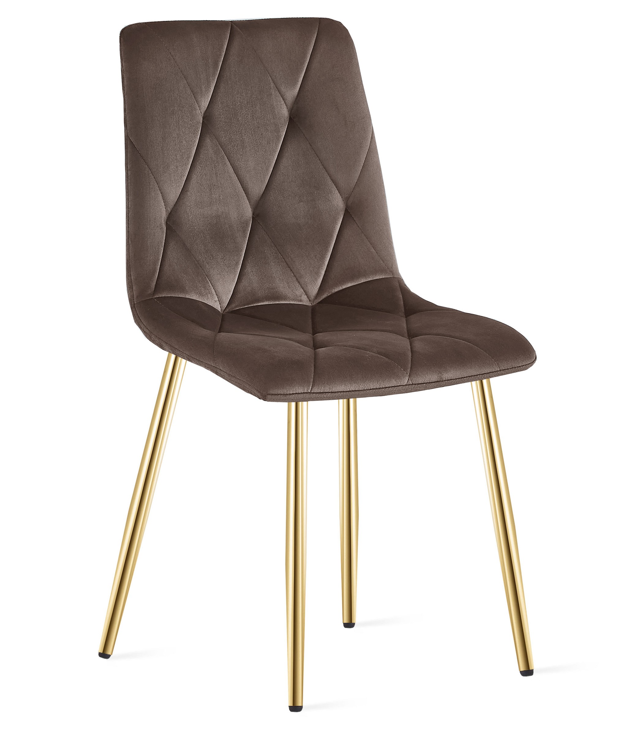 Stolička LIBRA - tmavohnedý zamat / zlaté nohy x 4
