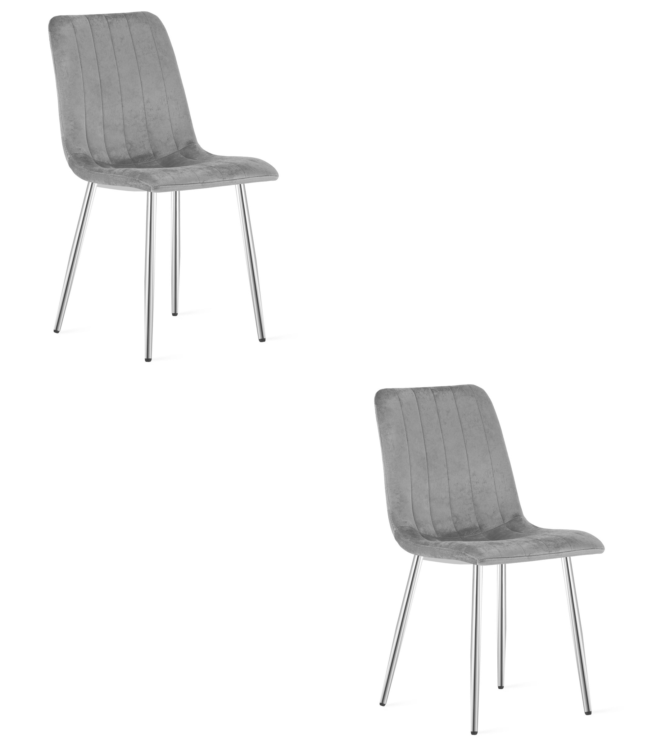 Stolička LAVA - svetlosivý zamat / chrómové nohy x 2