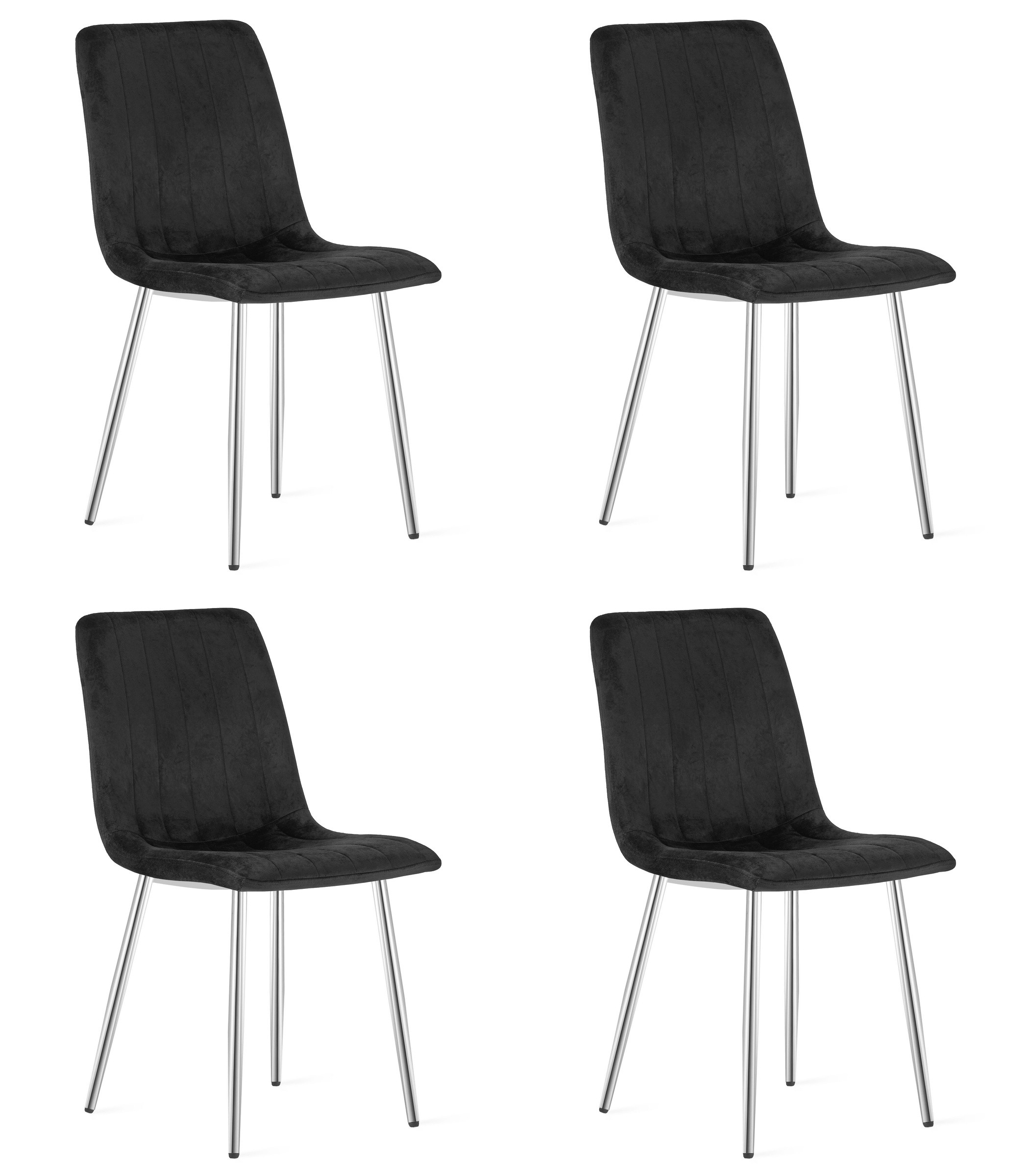 Stolička LAVA - čierny zamat / chrómové nohy x 4