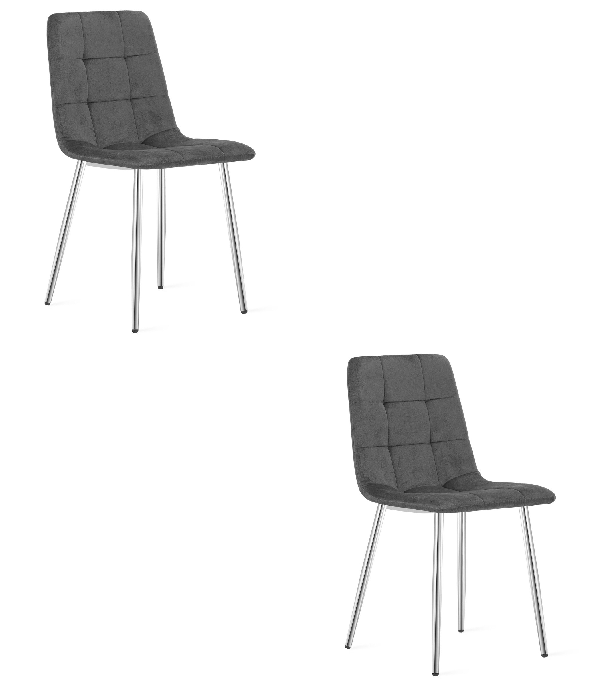 Stolička KARA - tmavosivý zamat / chrómové nohy x 2