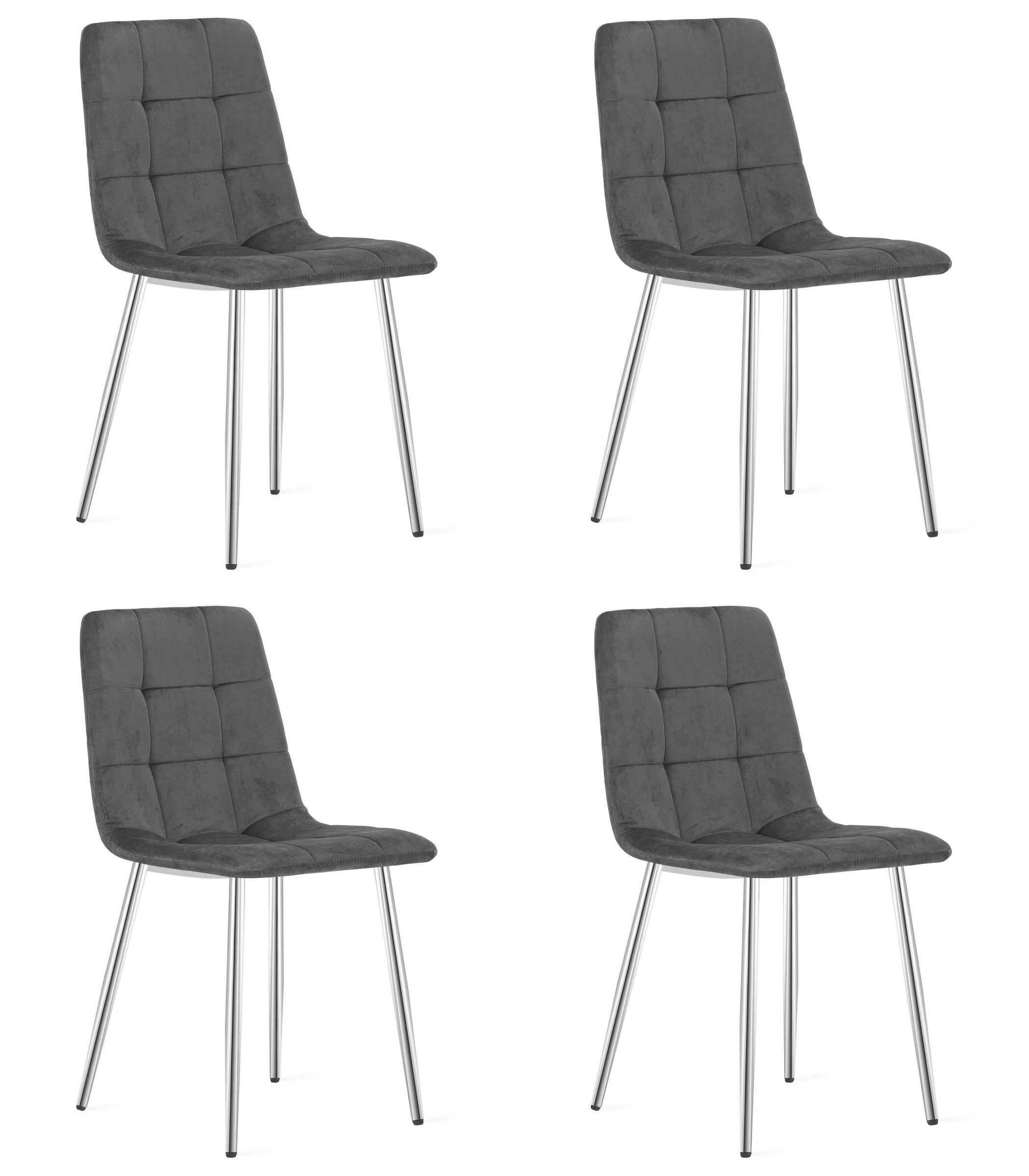 Stolička KARA - tmavosivý zamat / chrómové nohy x 4