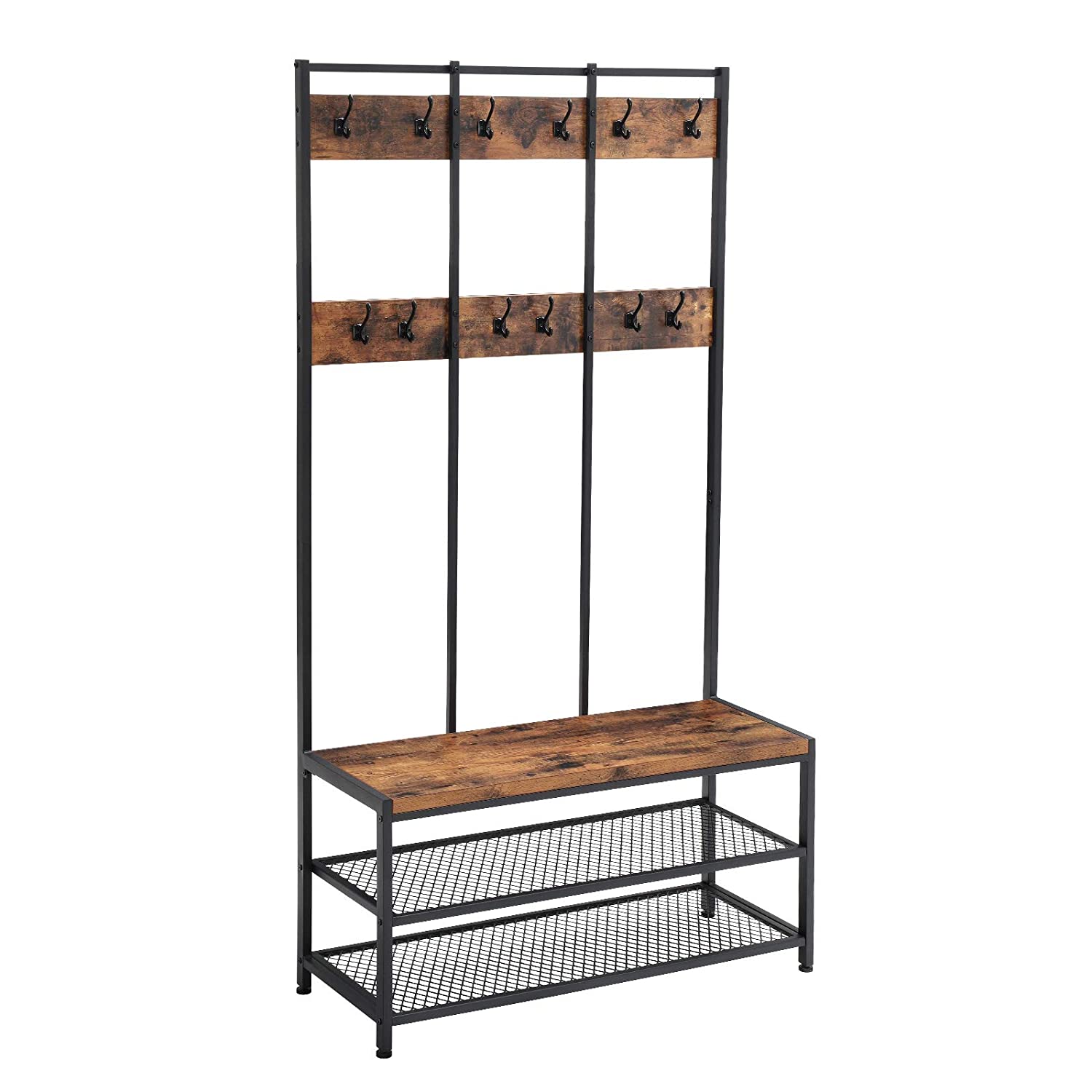 Standgarderobe HSR86BX mit Sitz und Schuhregal