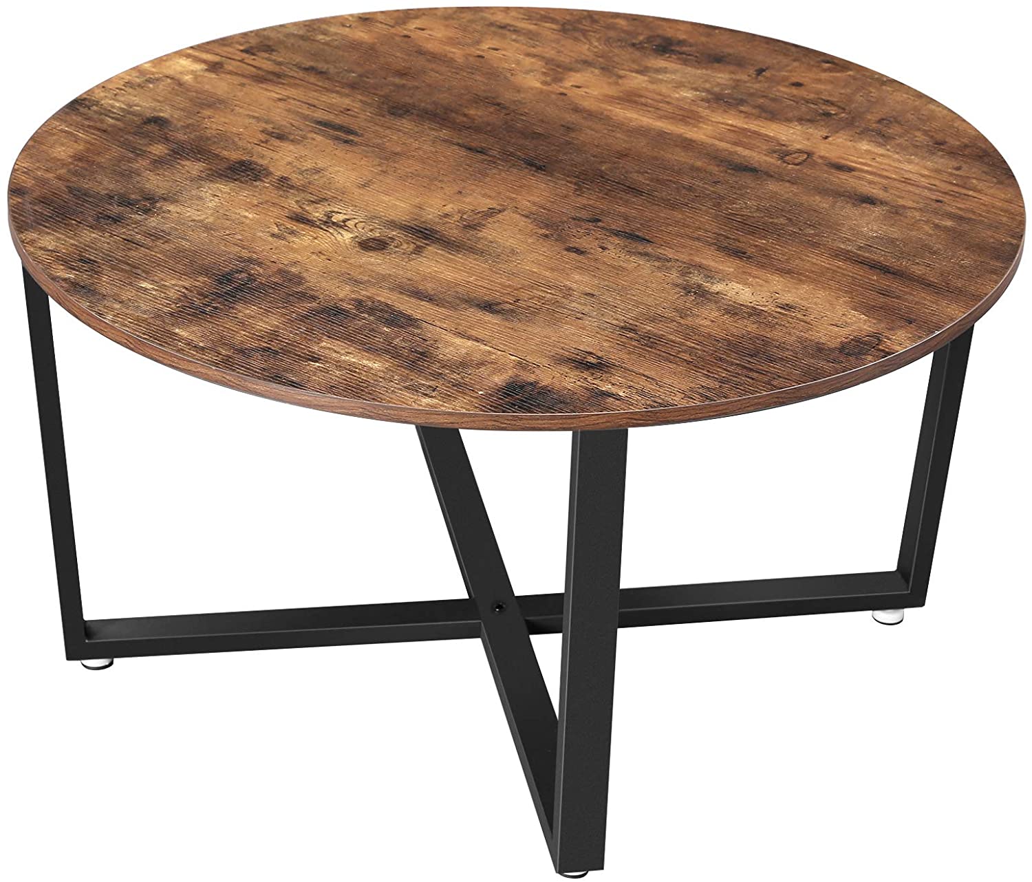 Runder Couchtisch LCT88X in rustikalem Braun und Schwarz