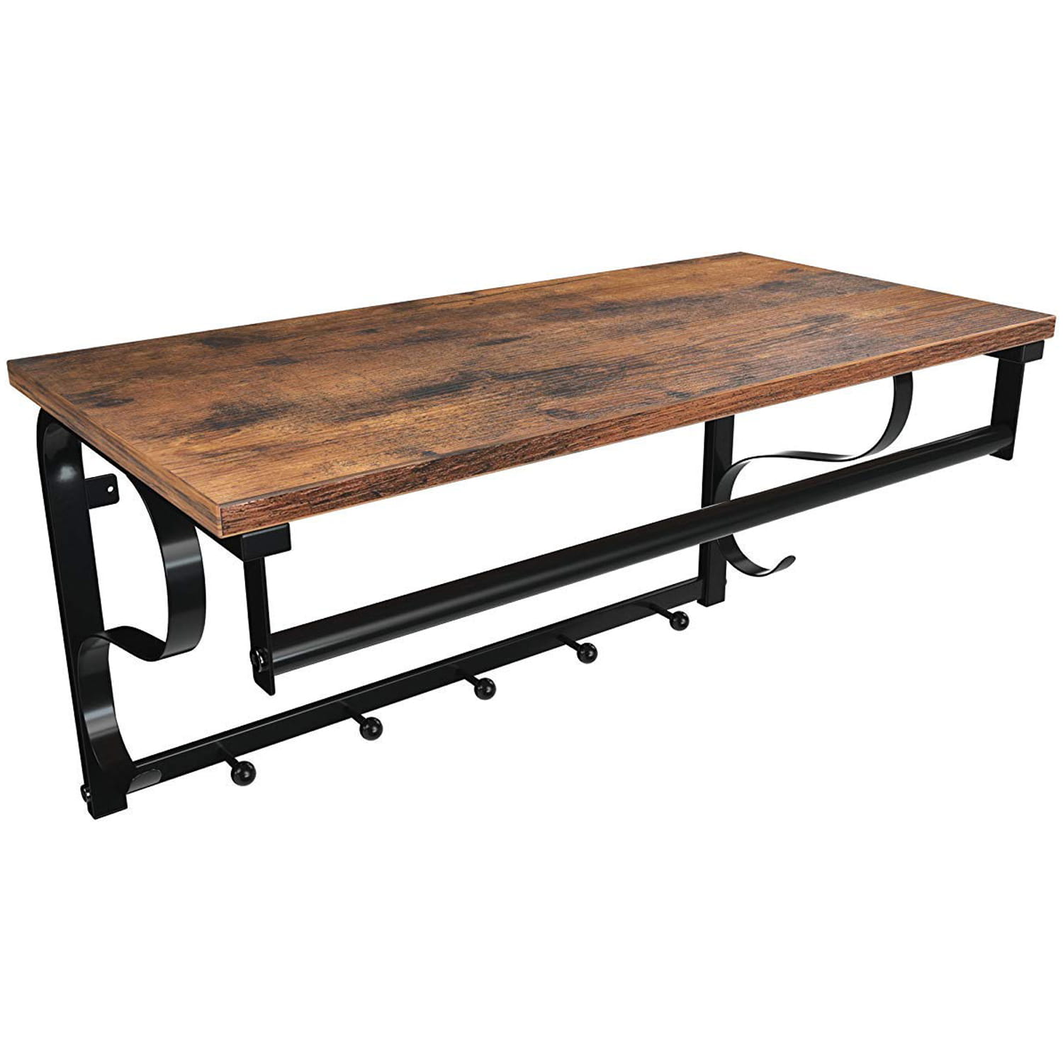 Wandgarderobe LCR11BX in rustikalem Braun mit 5 Haken
