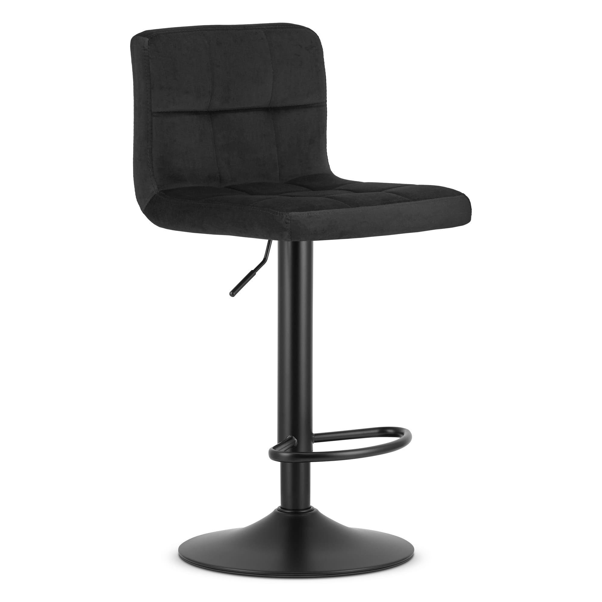 Barhocker PROT in Schwarz, Samt, schwarze Basis