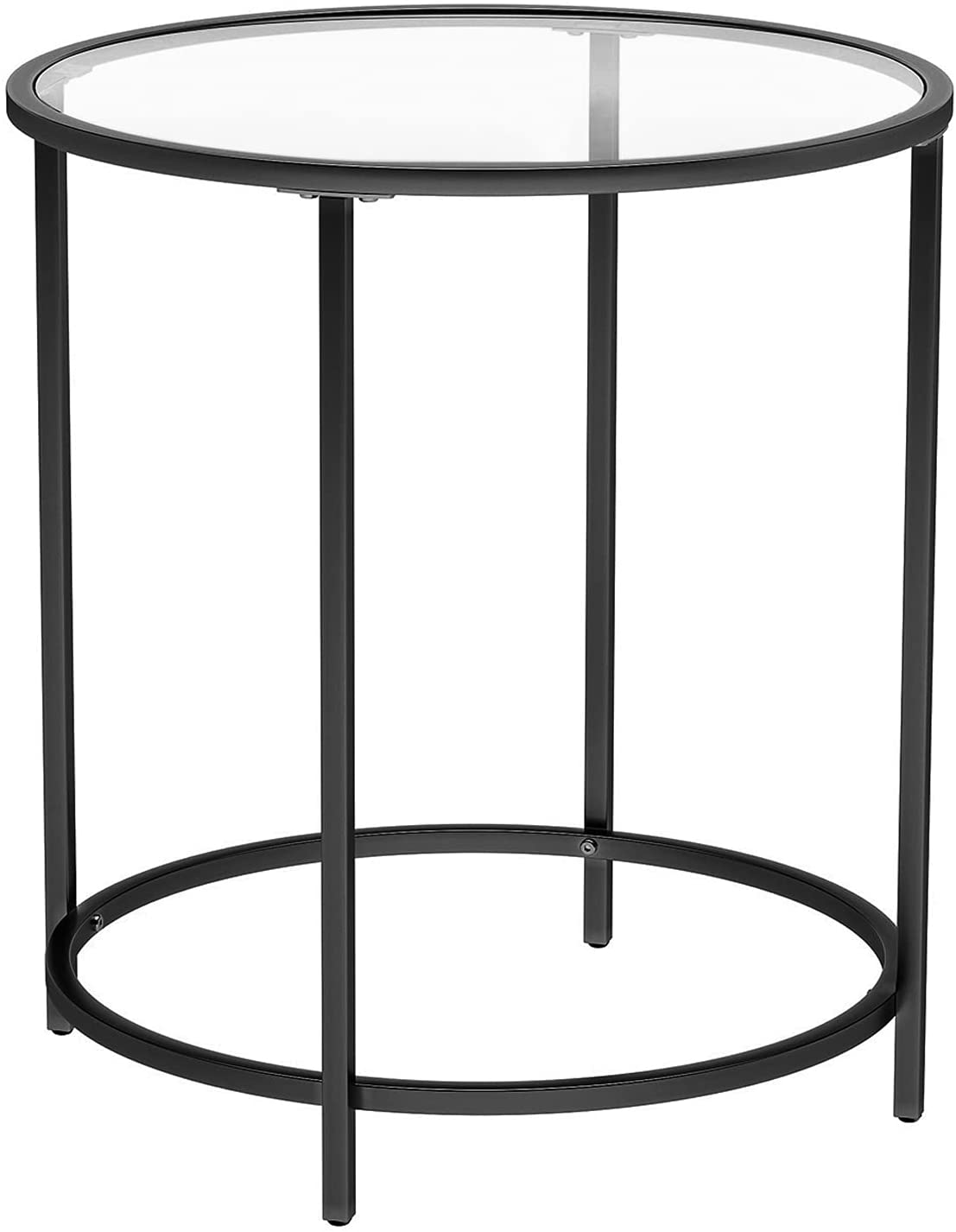 Runder Couchtisch LGT020B01 aus Glas und Stahl in Schwarz