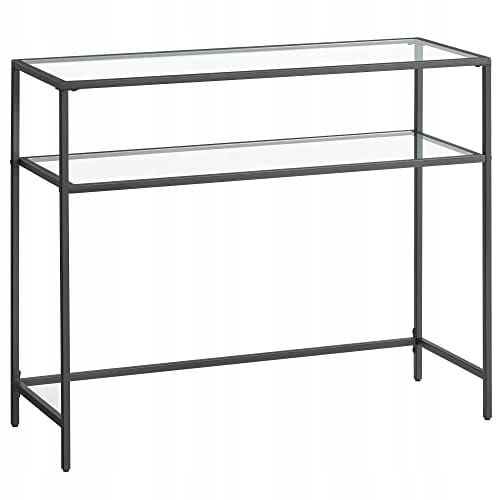 Konsole LGT025B01 in Schwarz aus Stahl und Glas