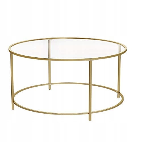 Couchtisch LGT21G rund in Gold, Glas und Stahl