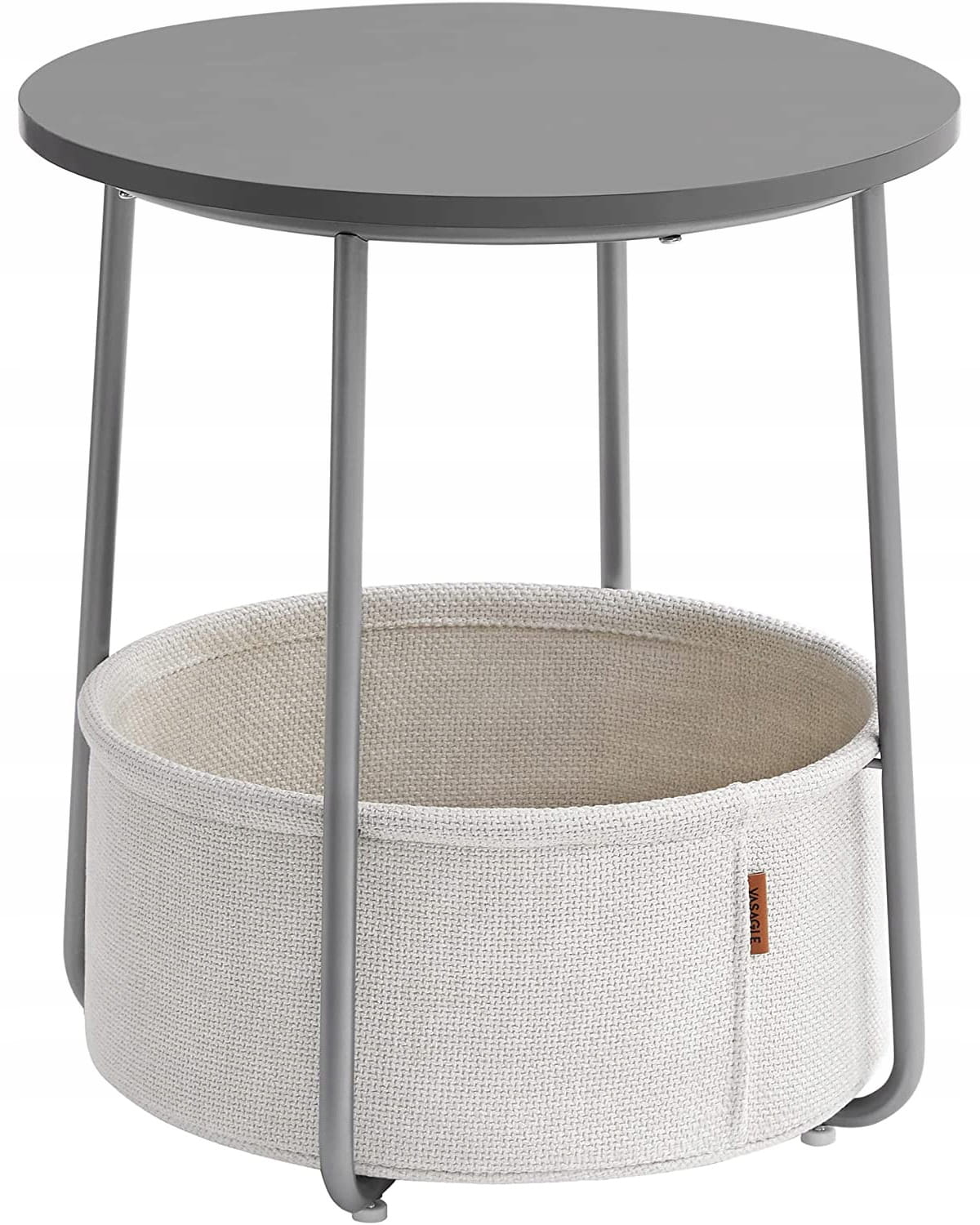 Runder Couchtisch LET223G49 in Grau mit Stoffkorb