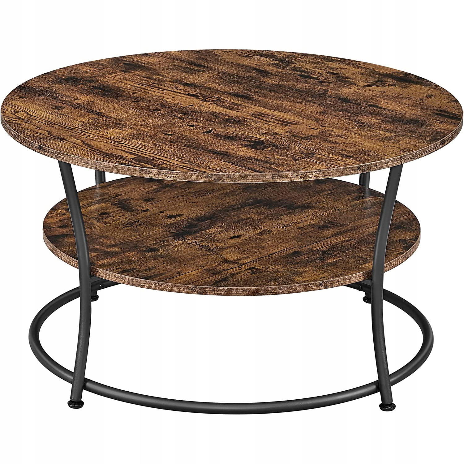 Couchtisch LCT80BX rund in rustikalem Braun und Schwarz