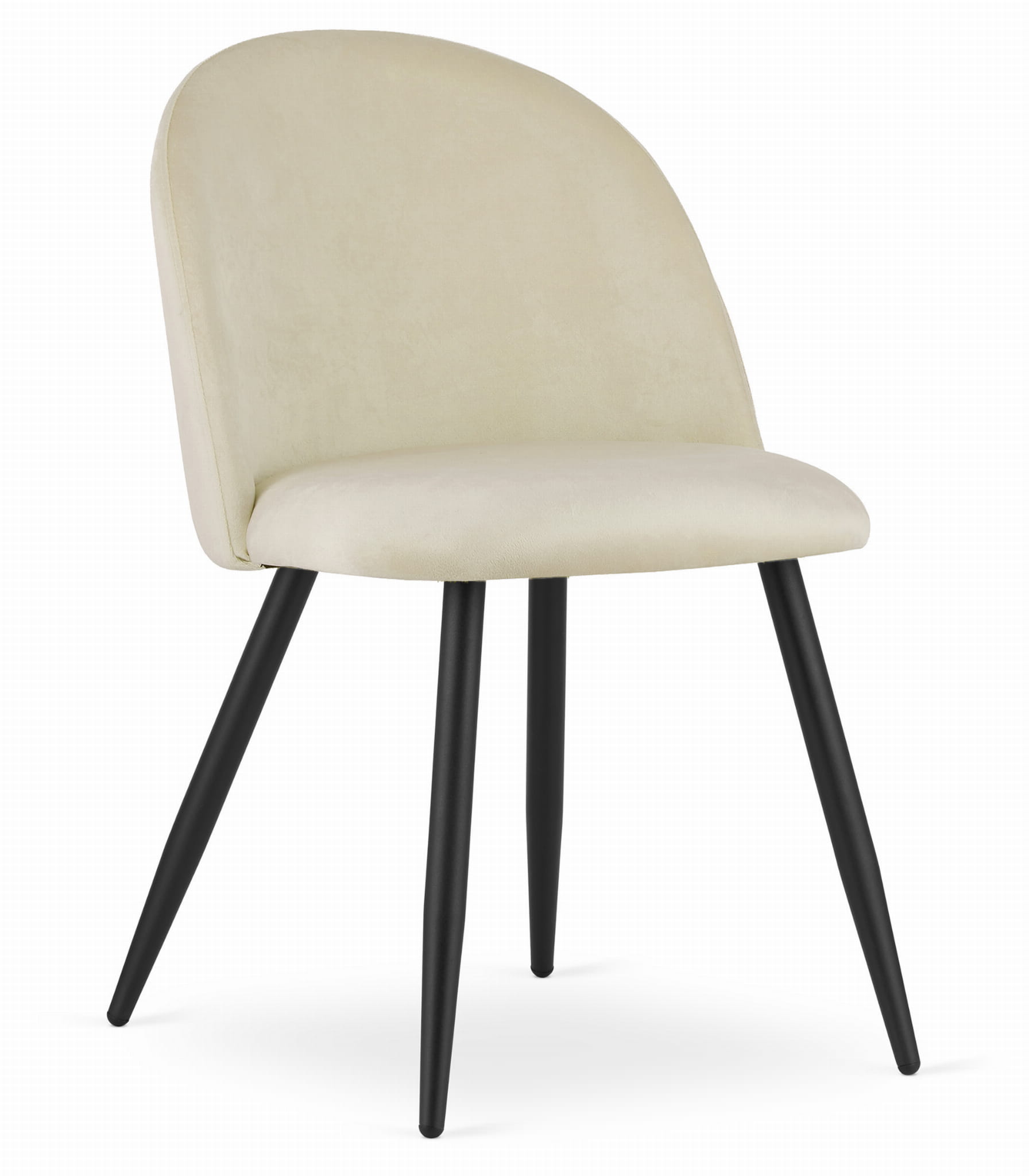 Stuhl BELLO in Beige aus Samt mit schwarzen Beinen