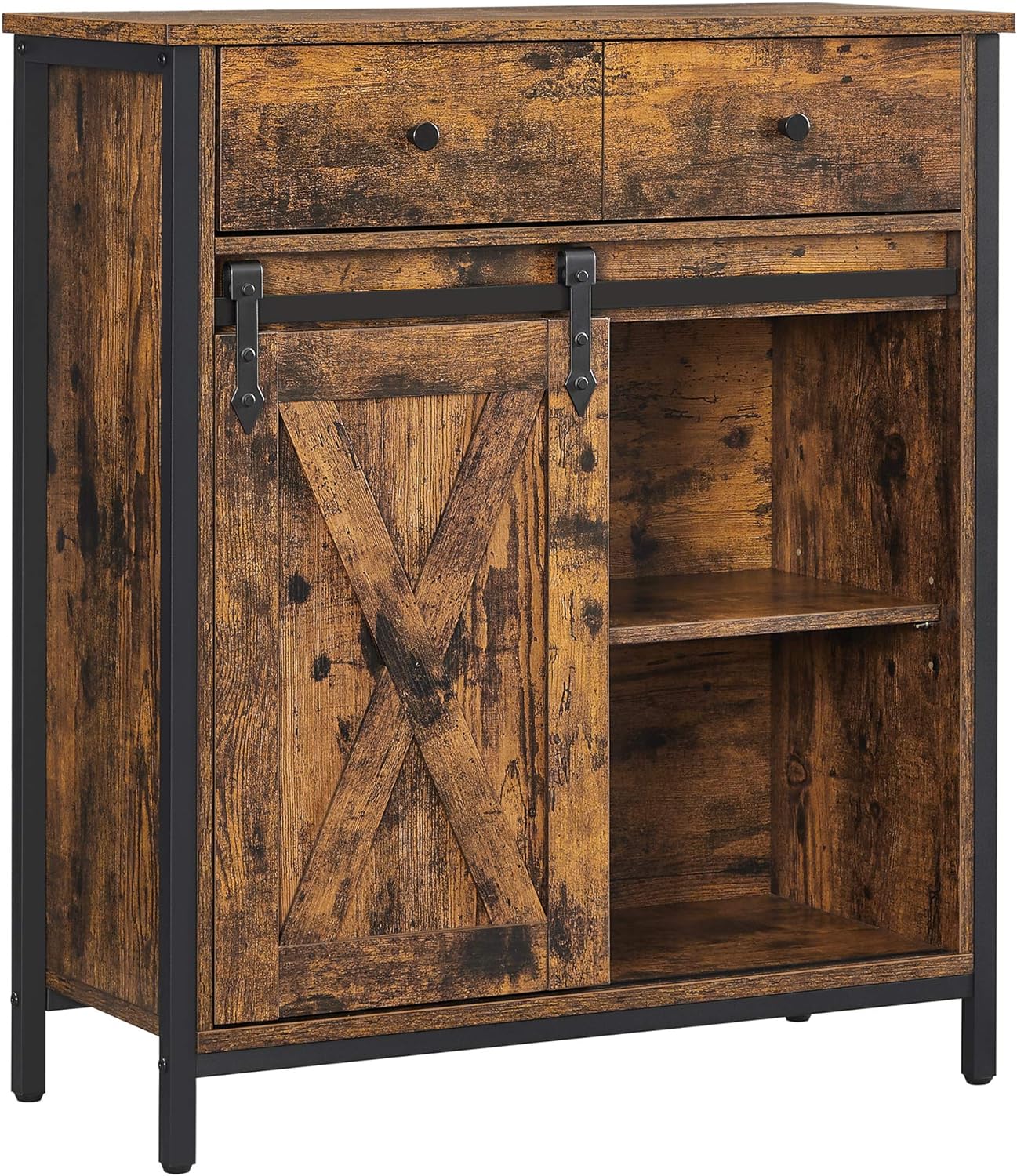 Kommode LSC100B01 in rustikalem Braun und Schwarz