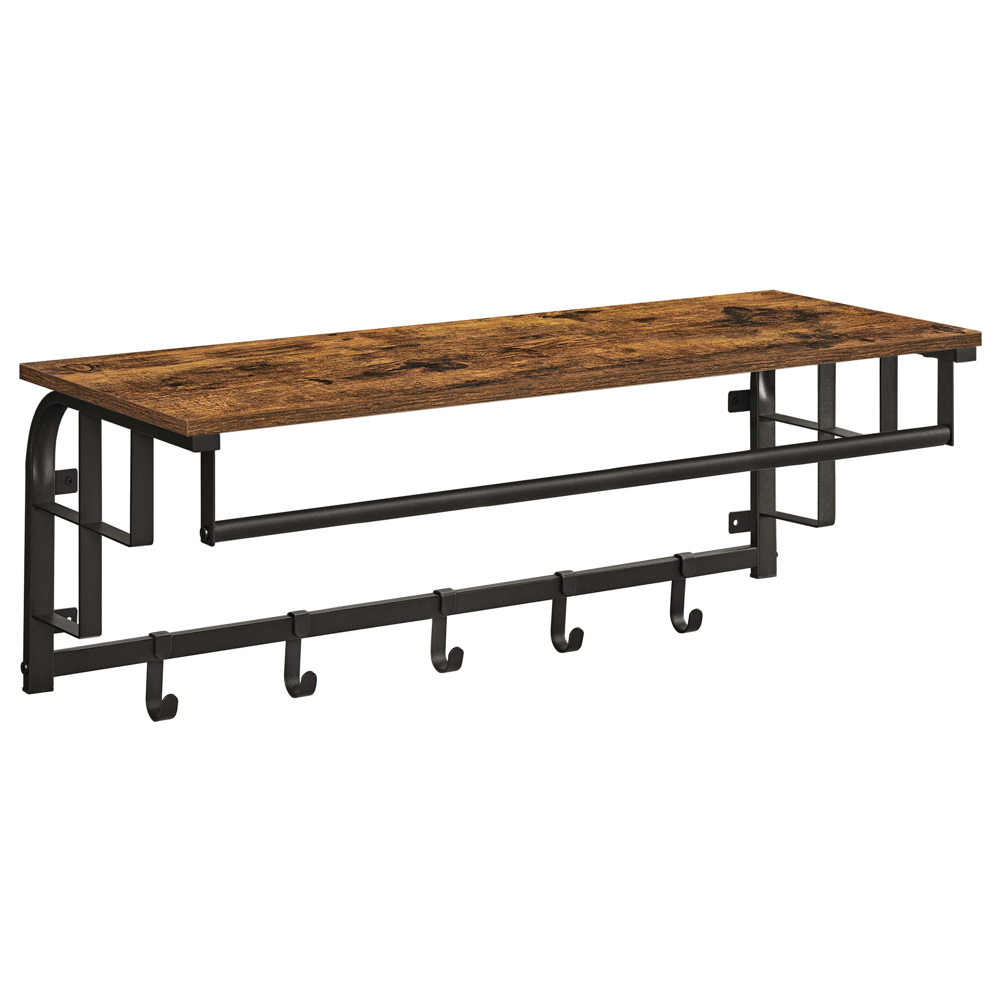 Wandgarderobe LCR102B01 in rustikalem Braun mit 5 Haken