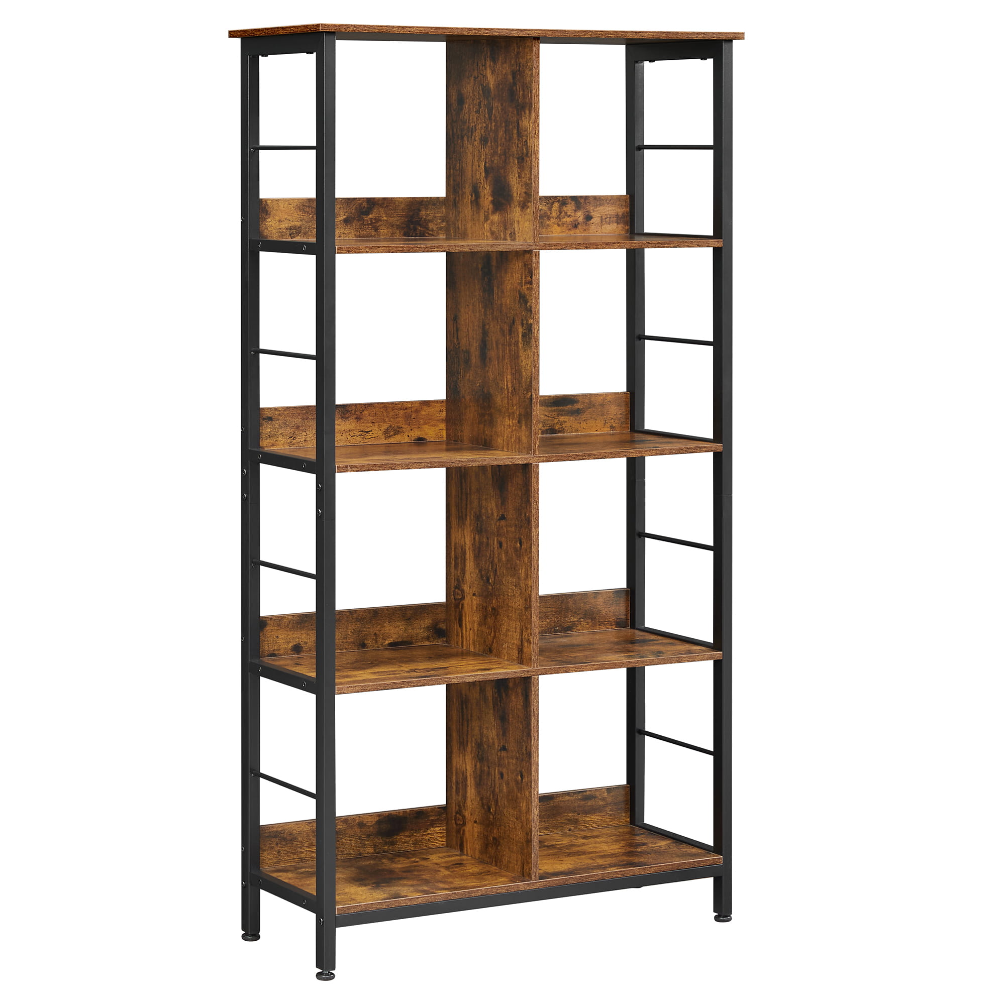 Bücherregal LLS105B01 in rustikalem Braun und Schwarz