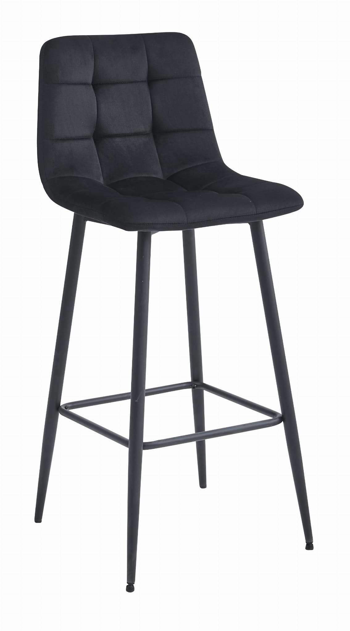 Barhocker ARCETO in schwarzem Samt mit schwarzen Beinen