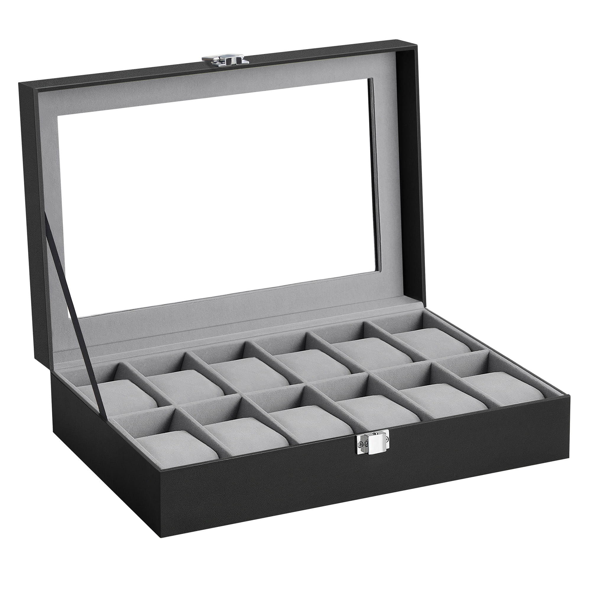Uhrenbox JWB12BK für 12 Uhren in Schwarz