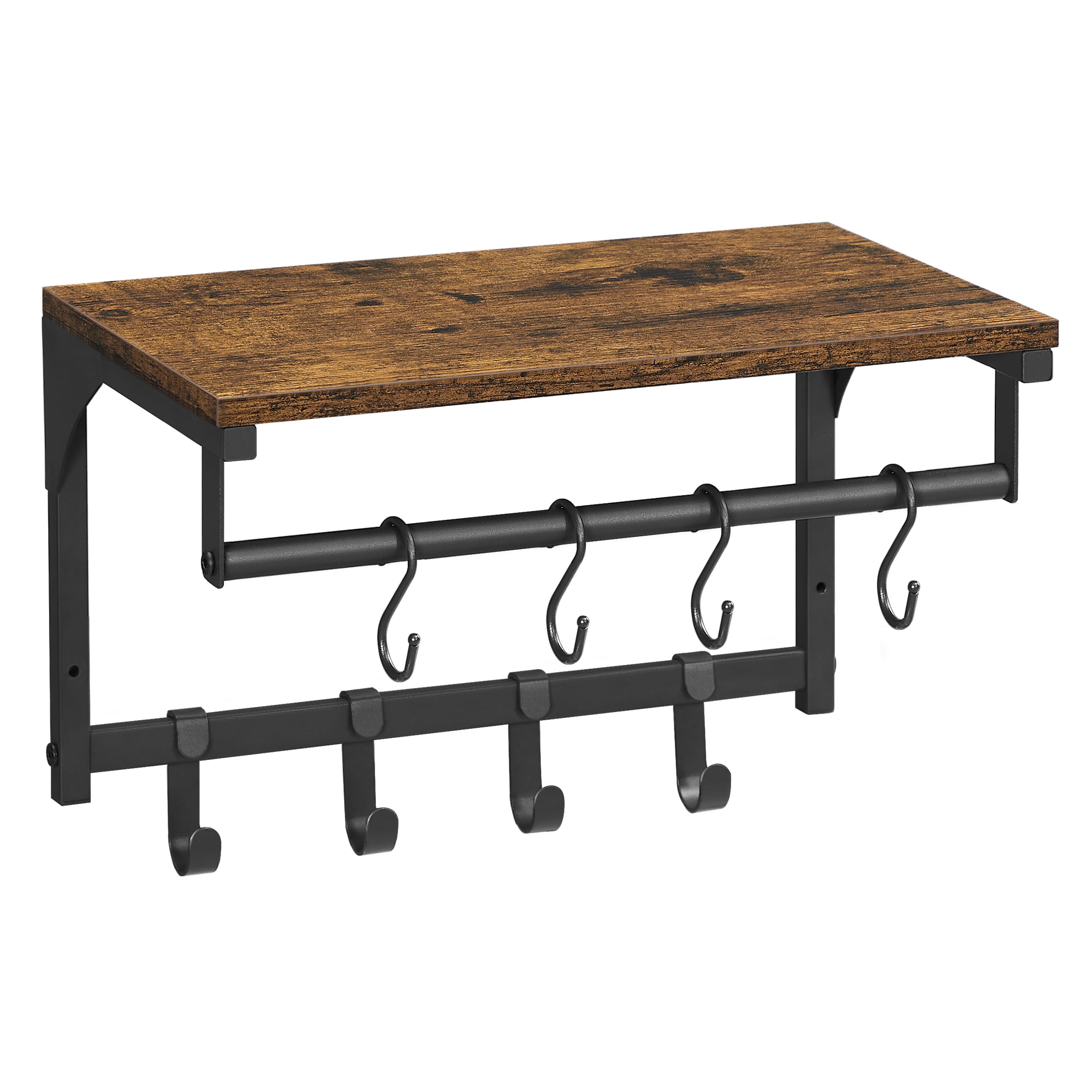 Wandgarderobe LCR103B01 in rustikalem Braun mit 8 Haken