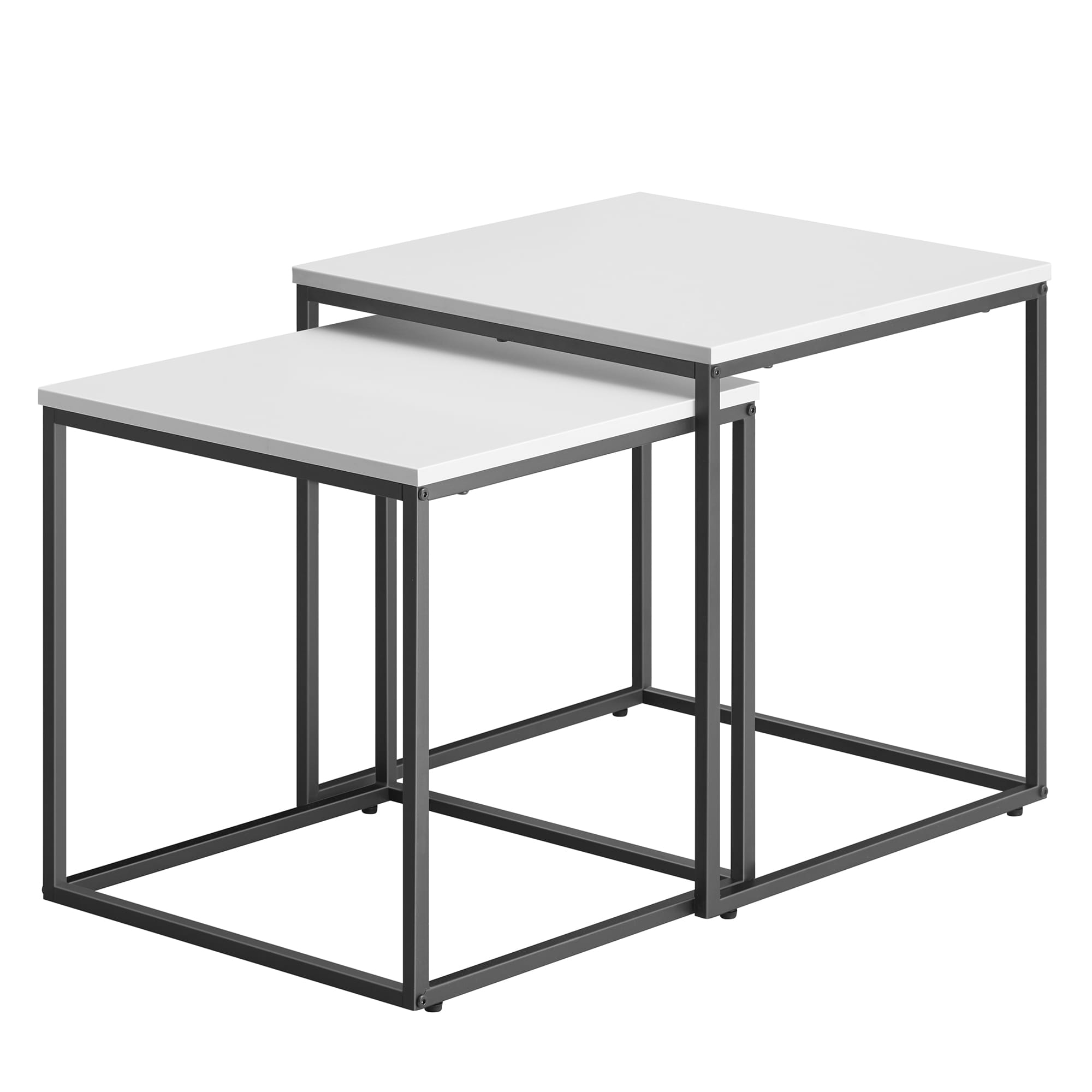 Couchtisch-Set 2-tlg. quadratisch in Weiß, Beine schwarz