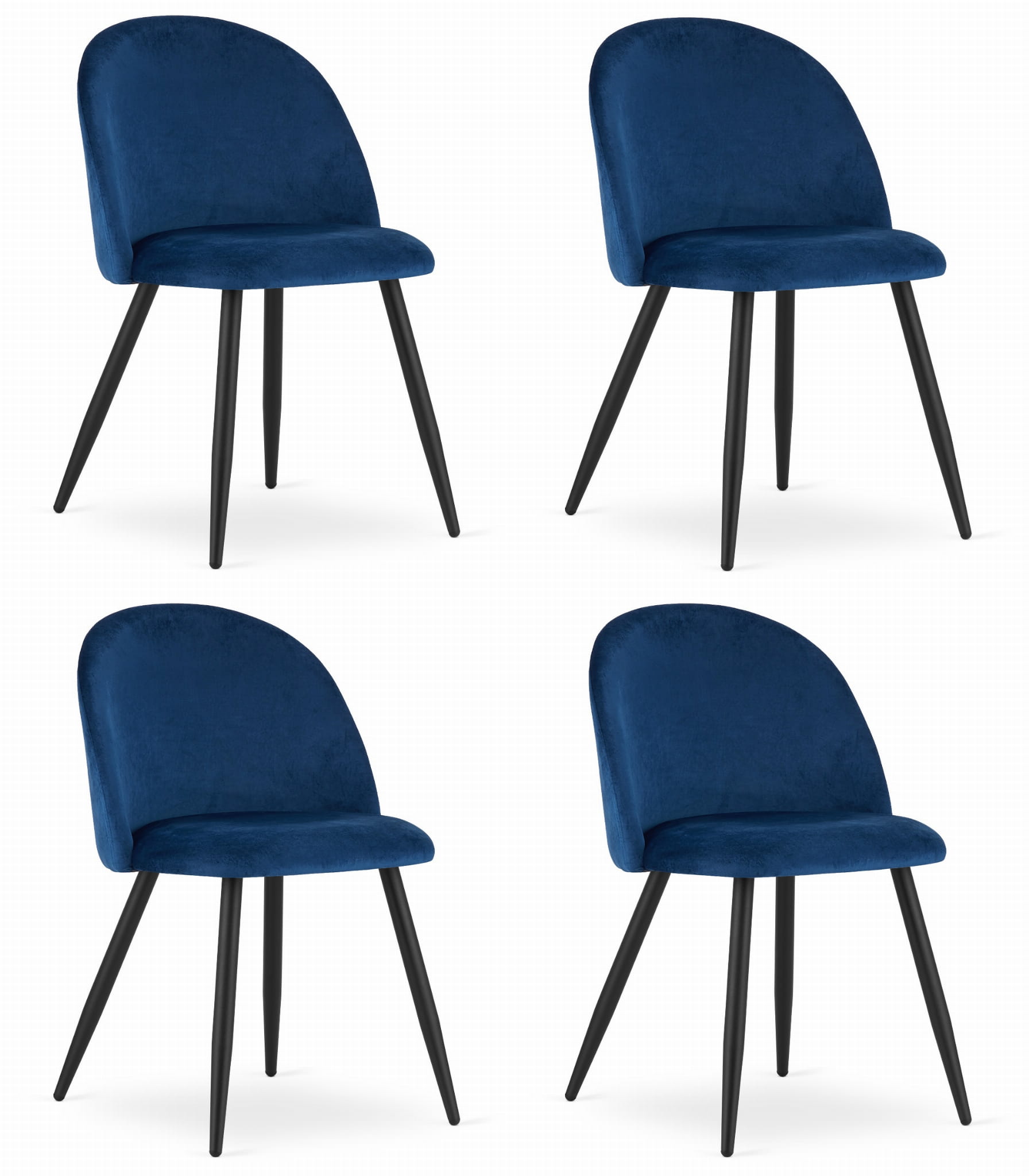 4er-Set Stuhl BELLO in Navy-Samt, Beine schwarz