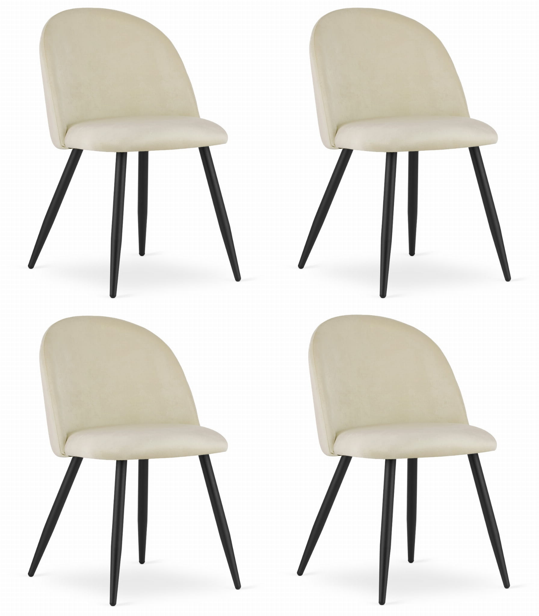 4er Set Stuhl BELLO in Beige, schwarze Metallbeine