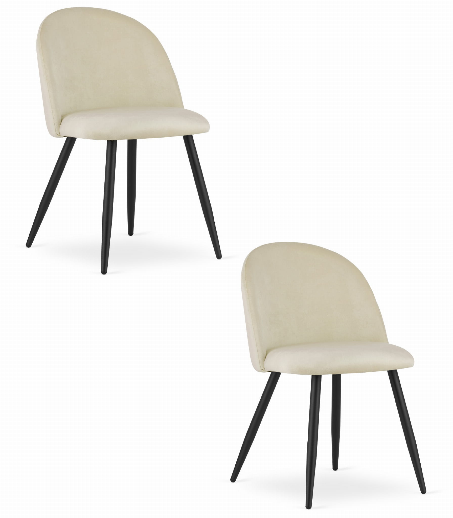 2er-Set Stuhl BELLO Samt beige mit schwarzen Beinen