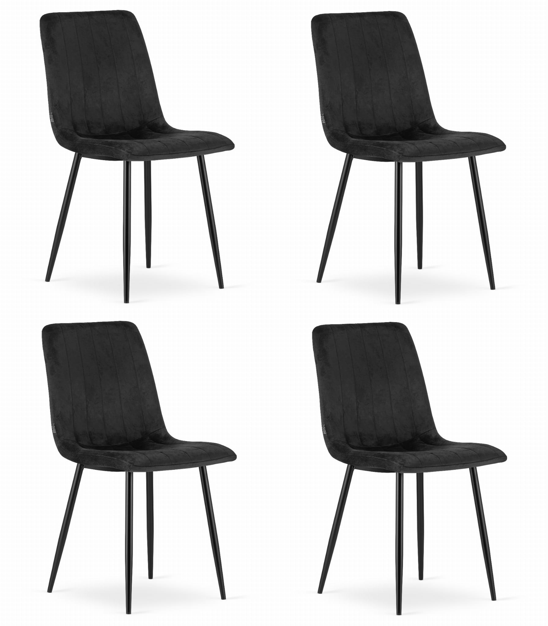 4er-Set Stuhl LAVA in schwarzem Samt