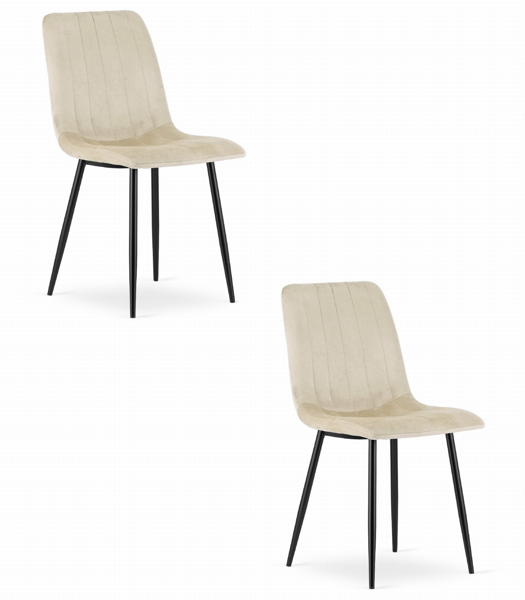 2er-Set Stuhl LAVA in hellem Beige aus Samt