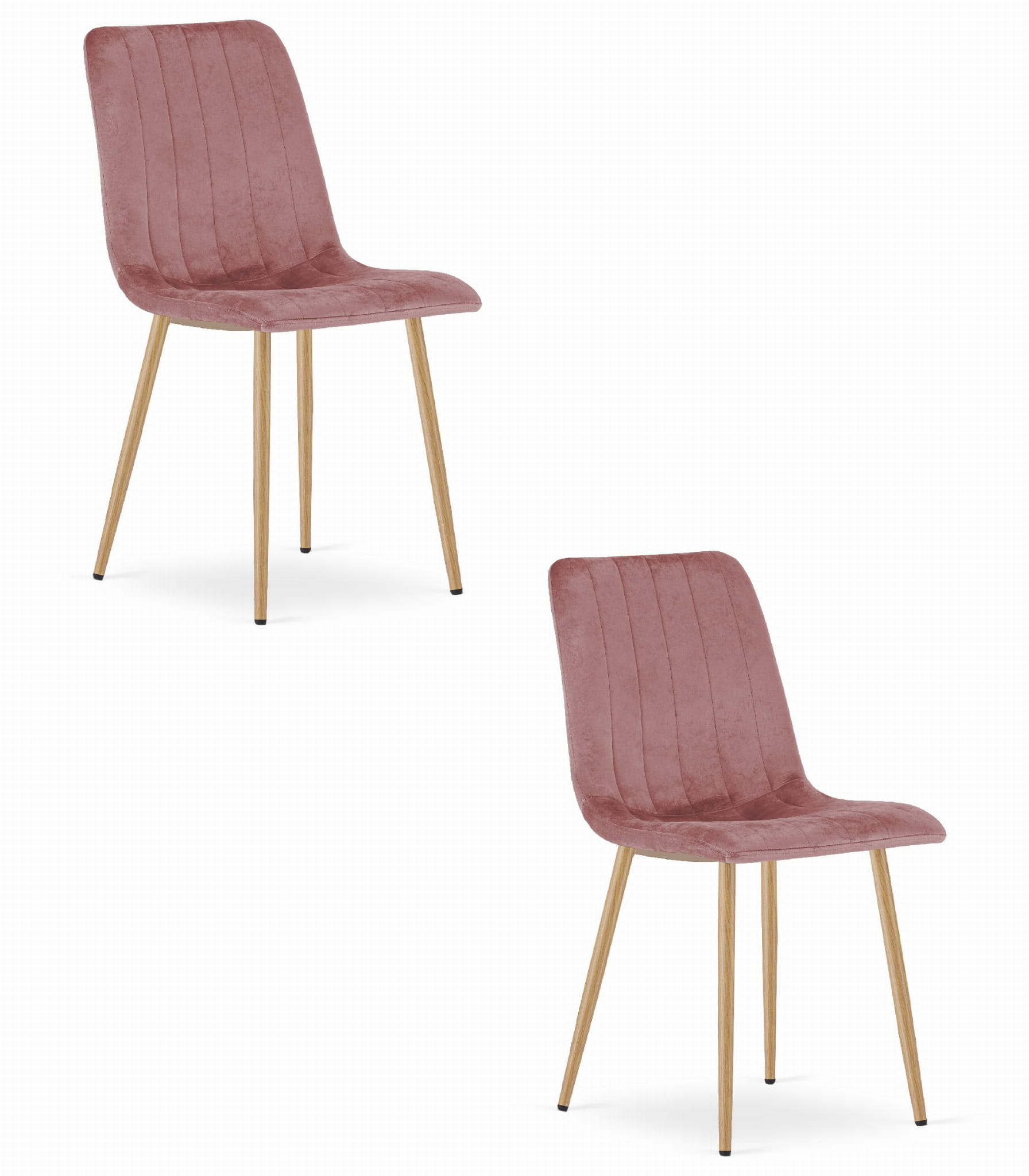 2er-Set Stuhl LAVA in Rosa mit holzfarbenen Beinen