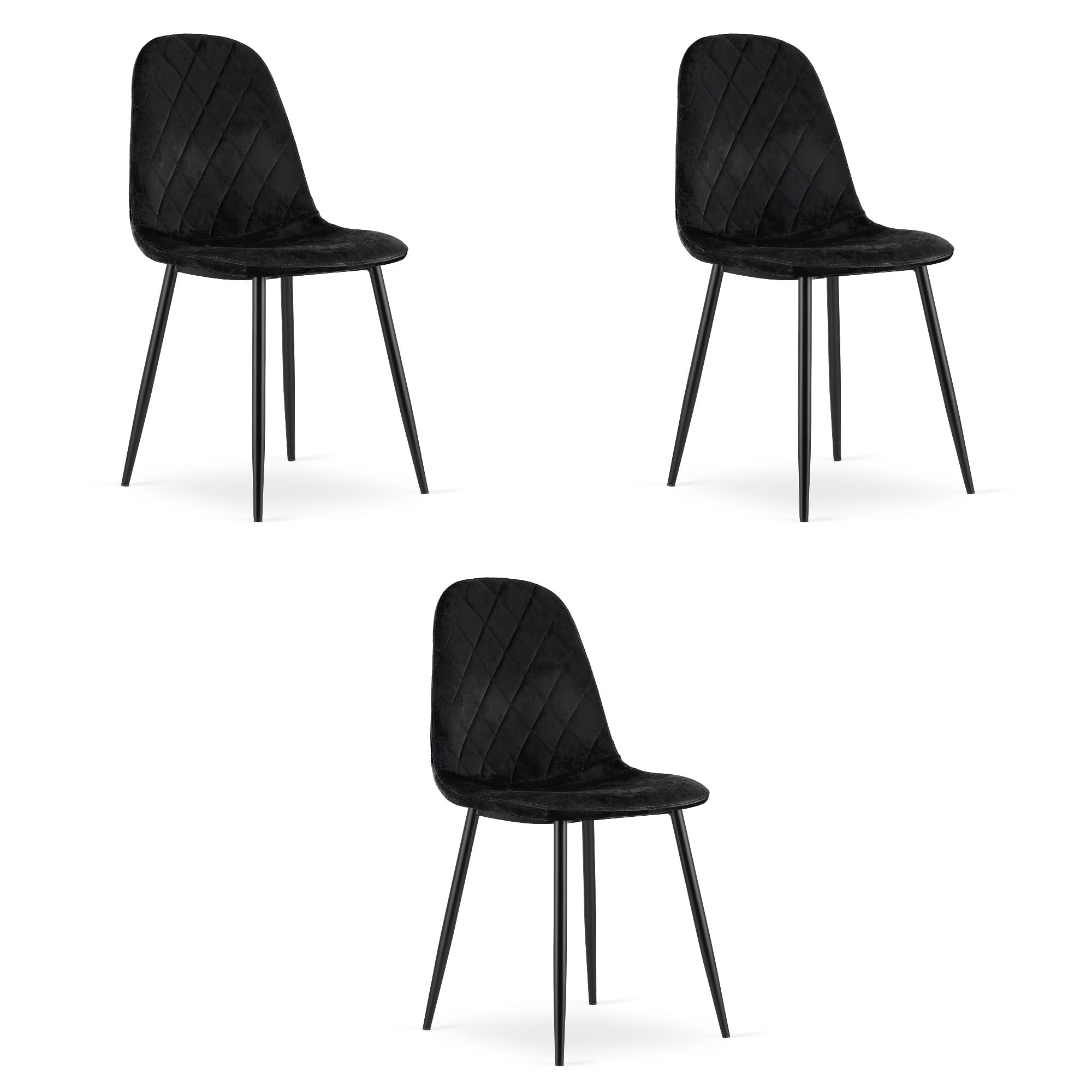 3x Stuhl ASTI in schwarzem Samt