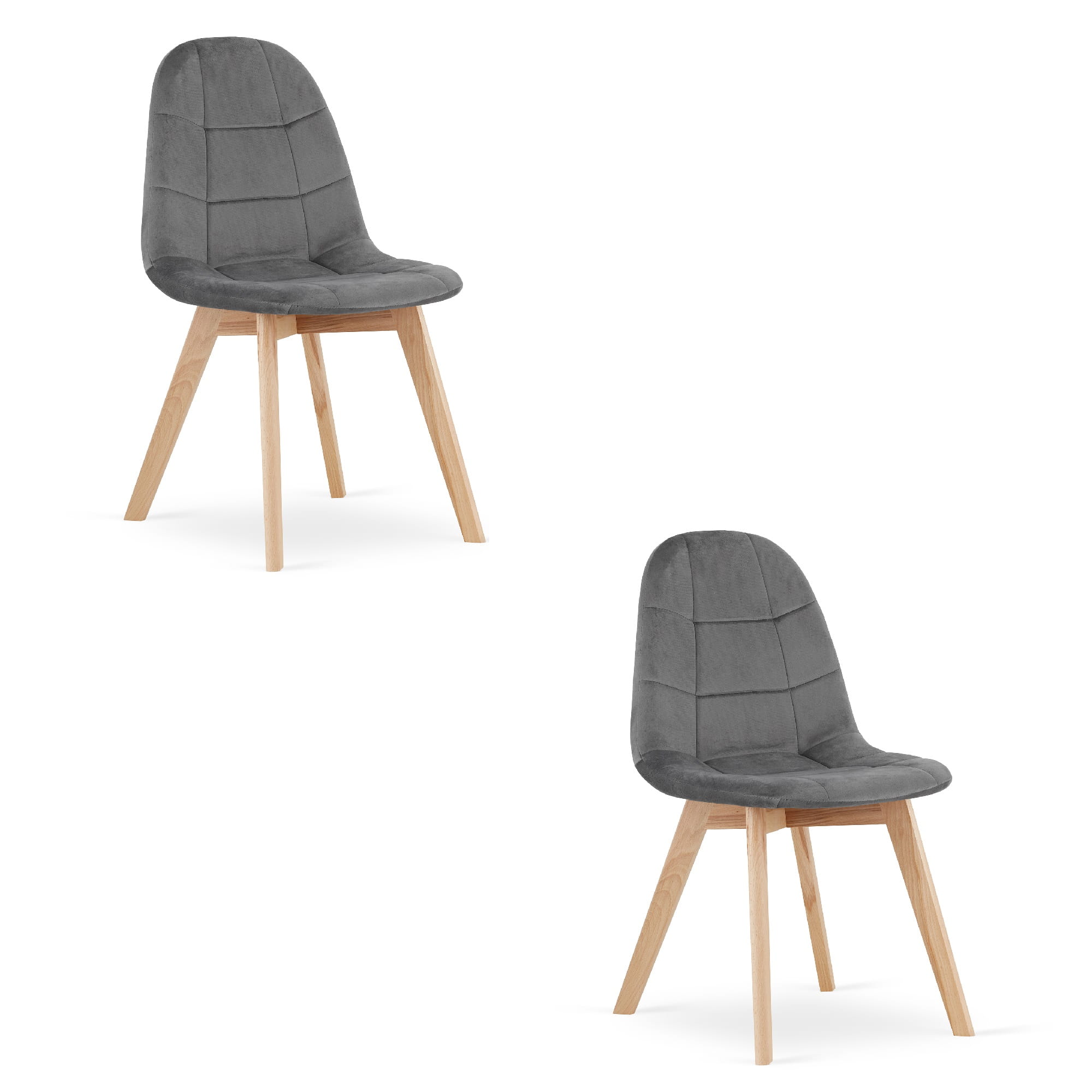 2er-Set Stuhl BORA in Dunkelgrau aus Velours