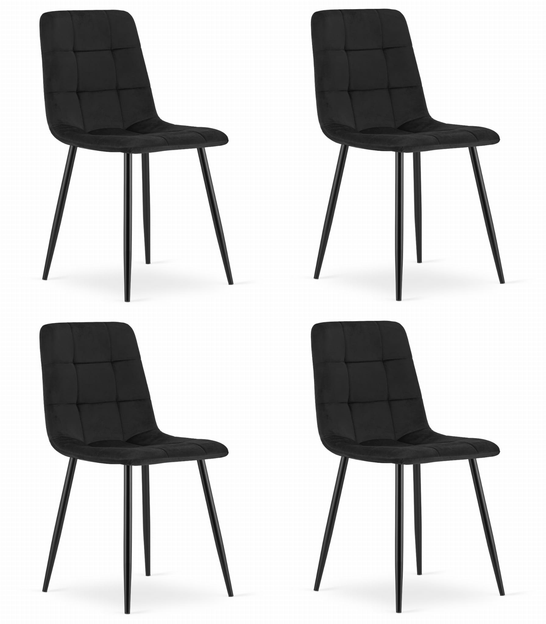 4er-Set Stuhl KARA in schwarzem Samt