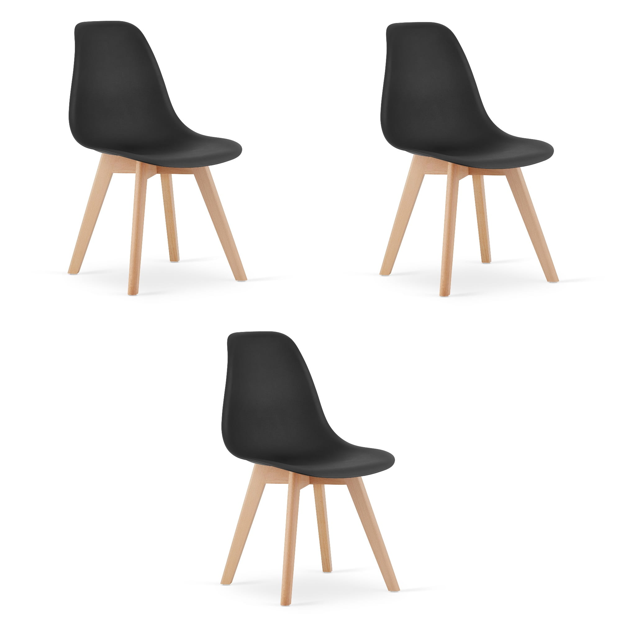 3er-Set Stuhl KITO in Schwarz