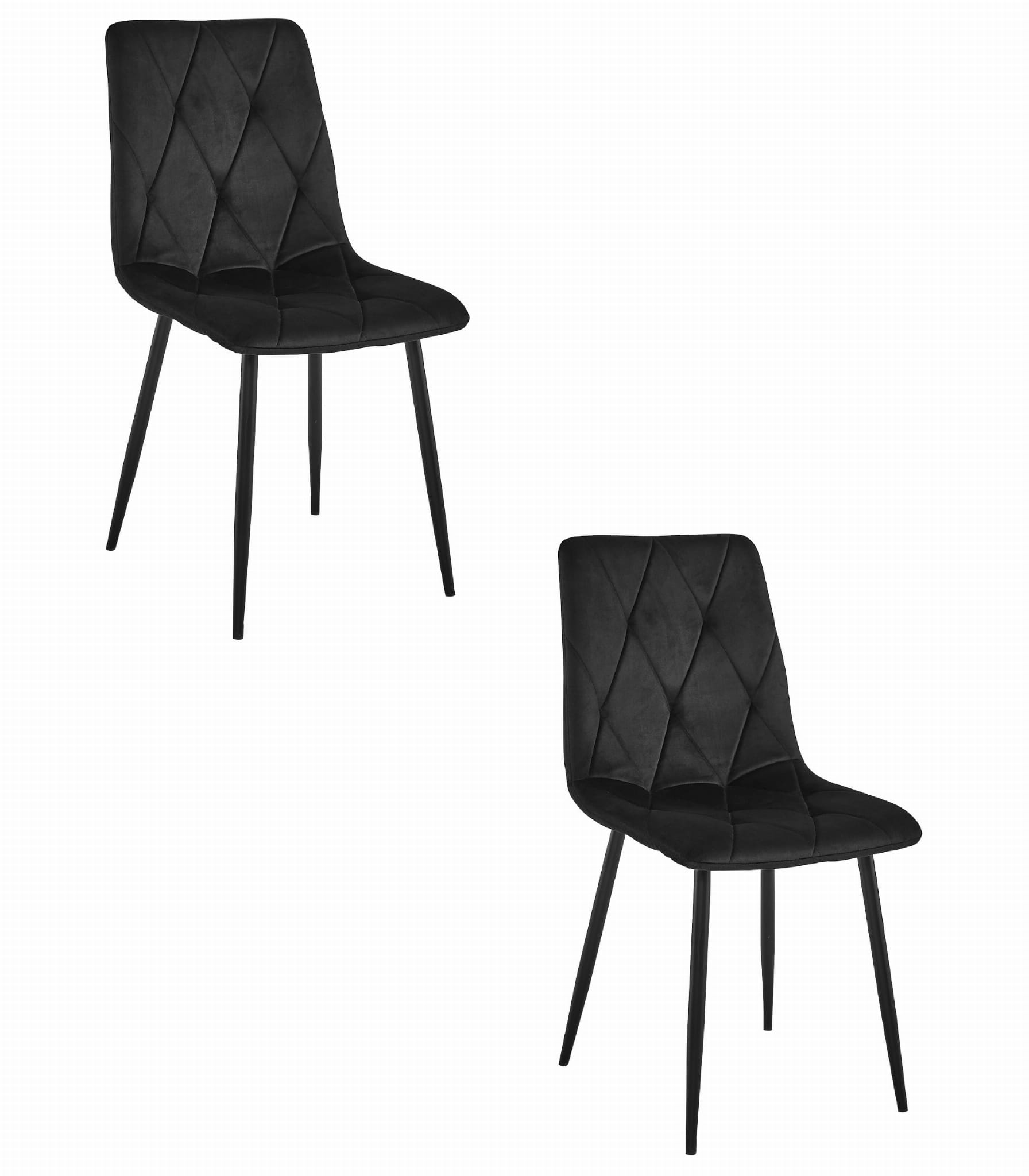 2er-Set Stuhl LIBRA in Schwarz aus Samt mit Metallbeinen