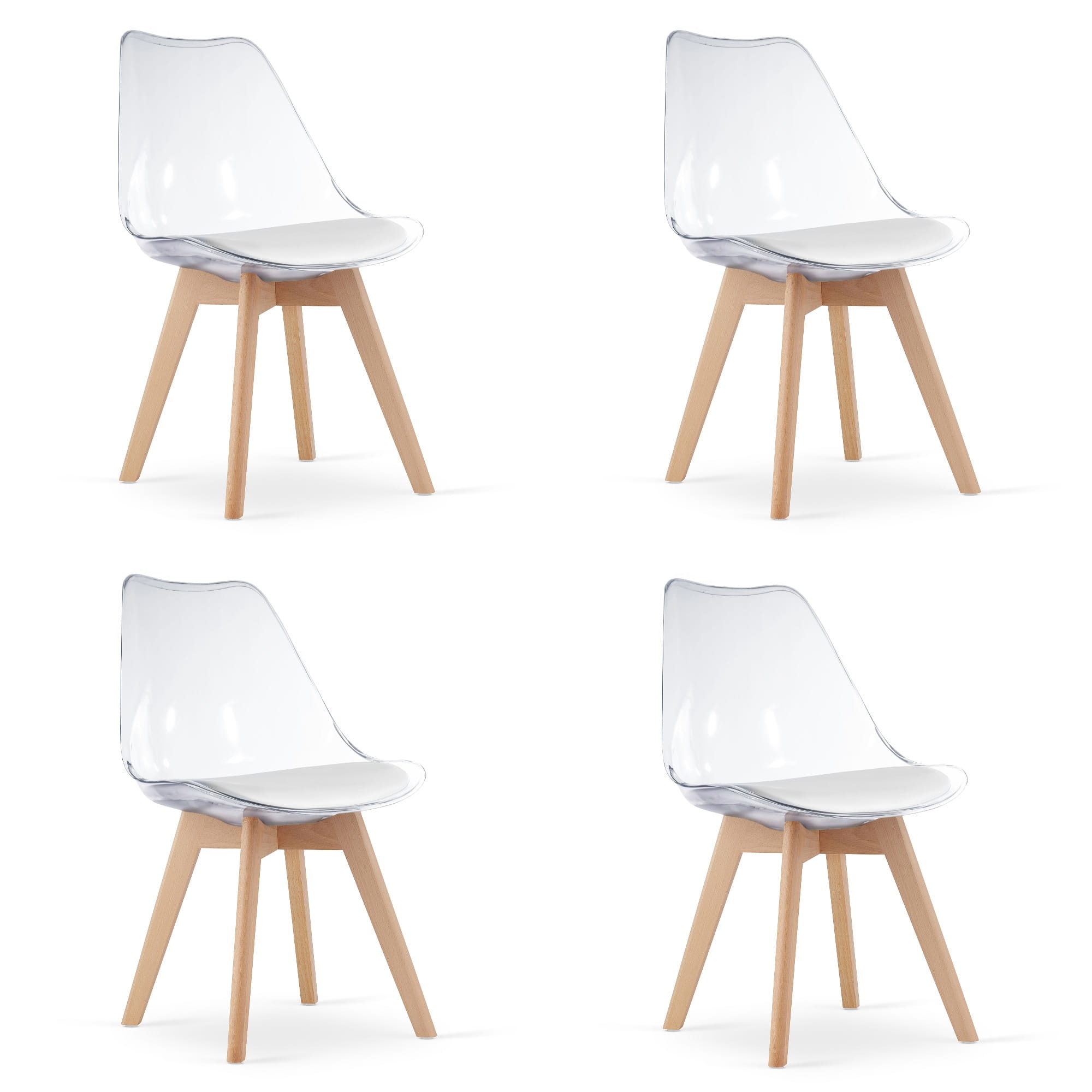 4x Stuhl MARK transparent mit weißer Polsterung