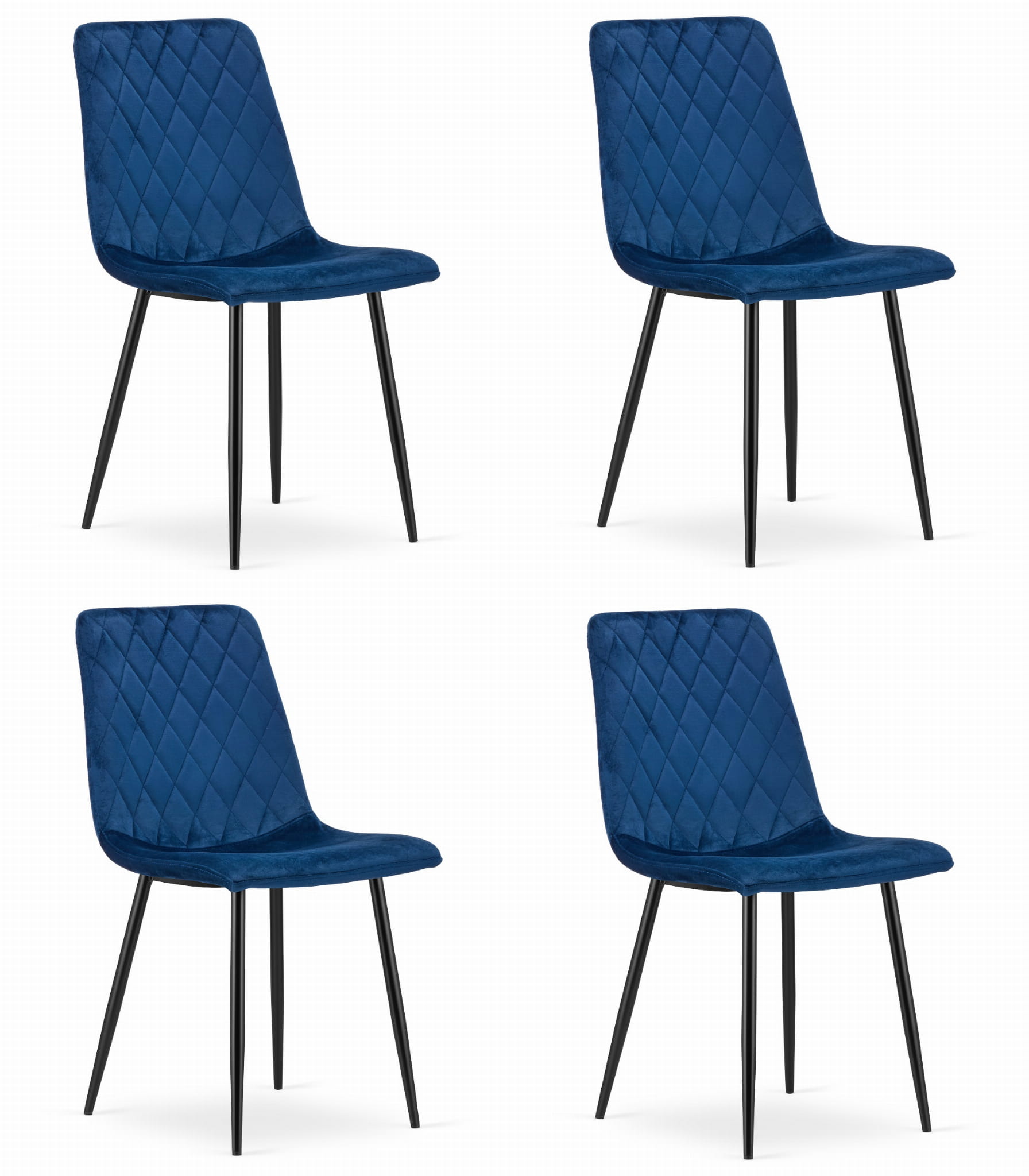 4er-Set Stuhl TURIN in Navy-Velours