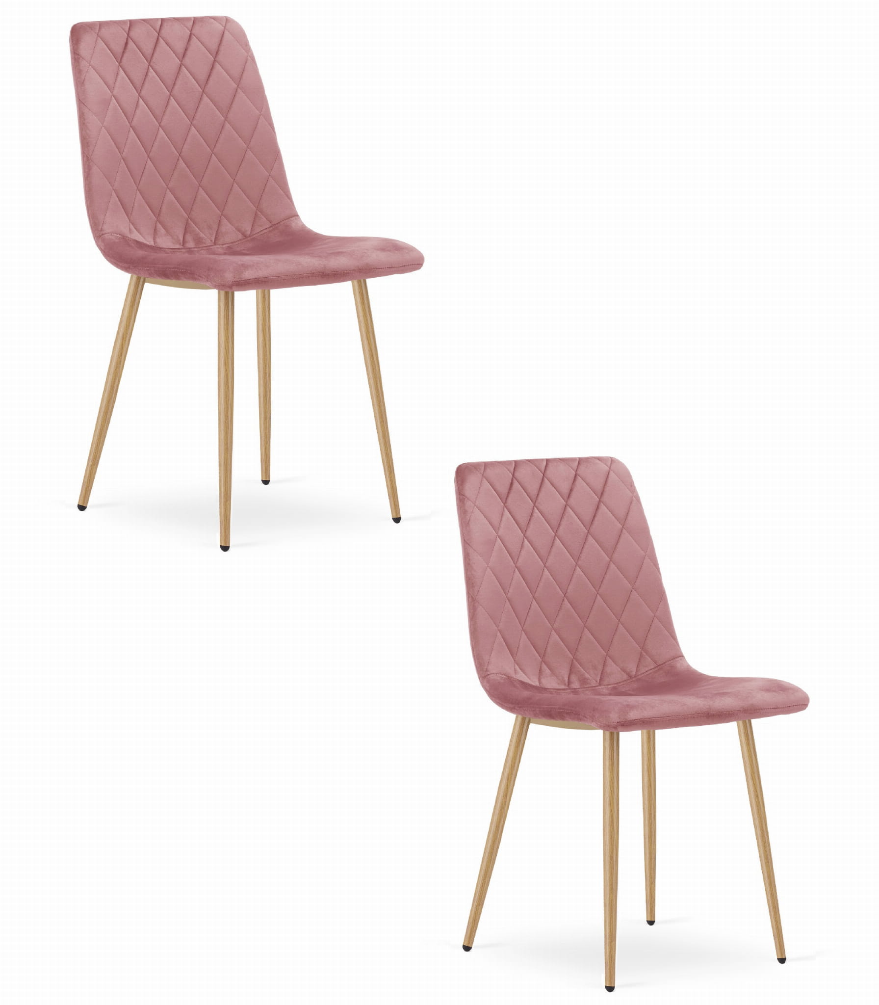 2x Stuhl TURIN in Rosa, Beine holzfarben