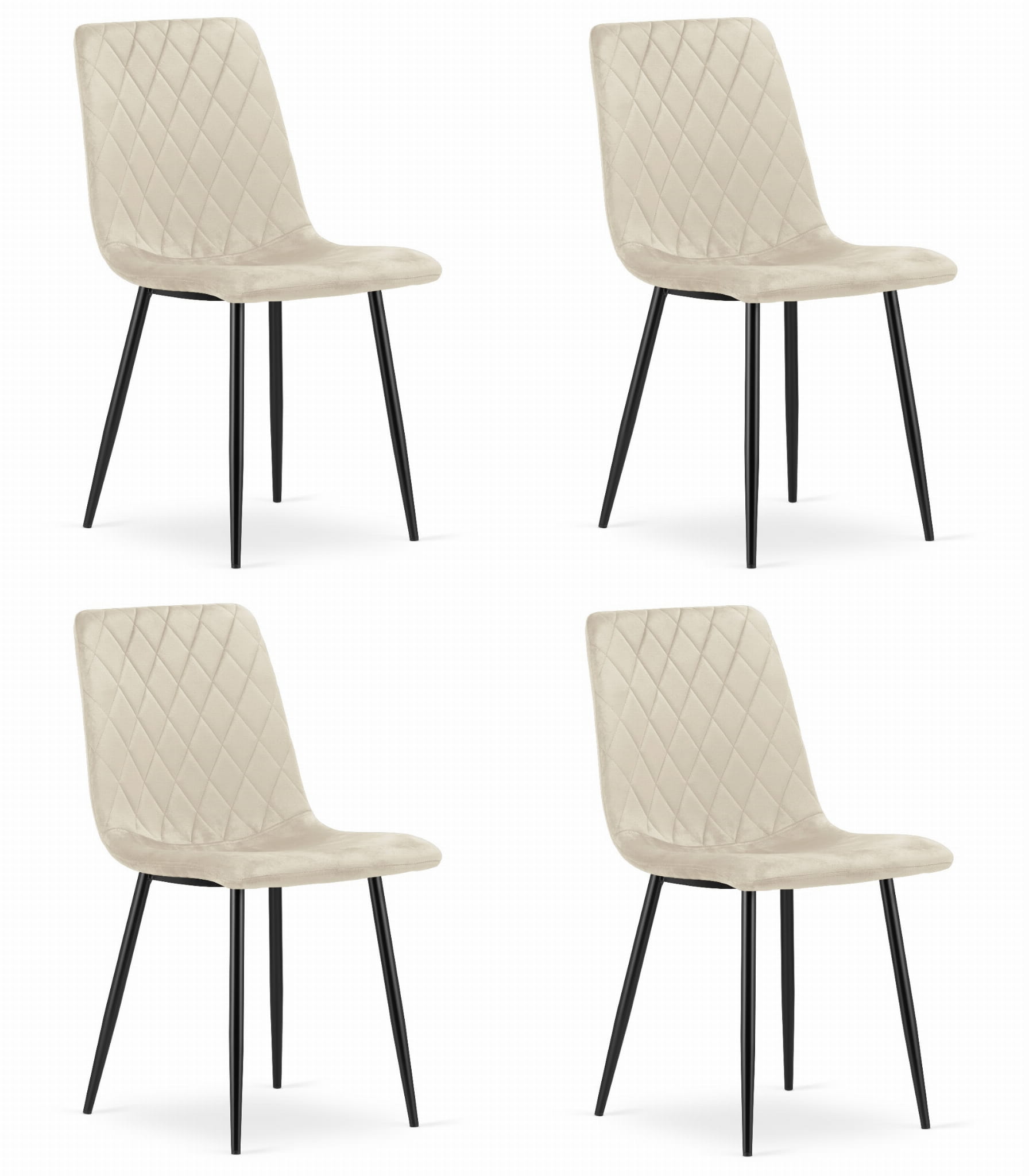 4er-Set Stuhl TURIN in Beige aus Samt