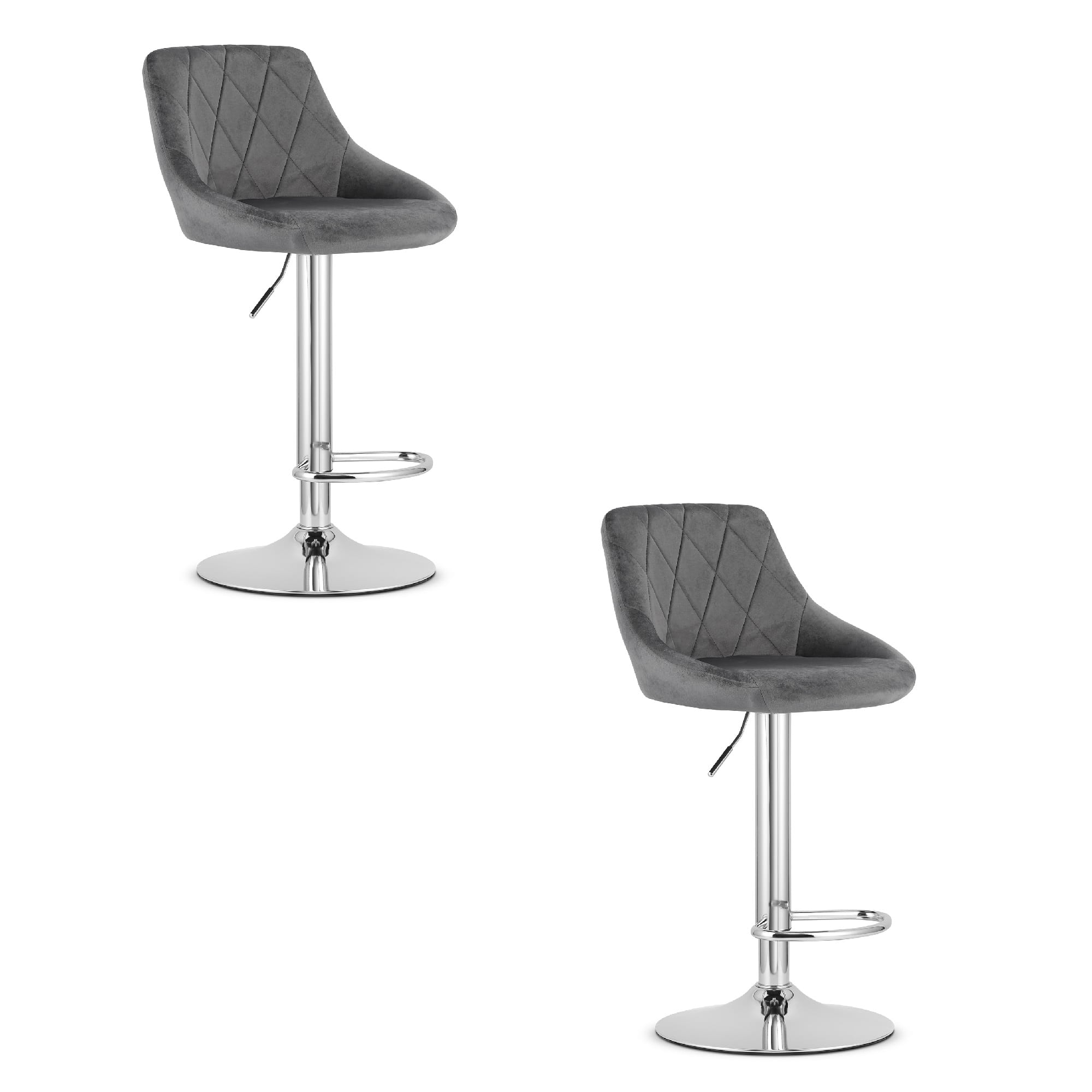 2x Barhocker KAST drehbar in Grau mit Chromfuß